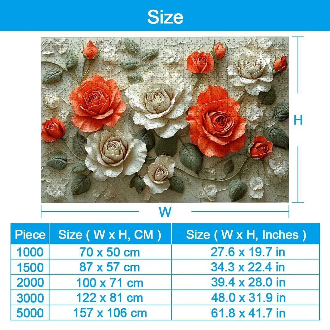 Puzzle 2000 Piezas, Puzzle Rosa de Madera para Adultos, Regalos -2388
