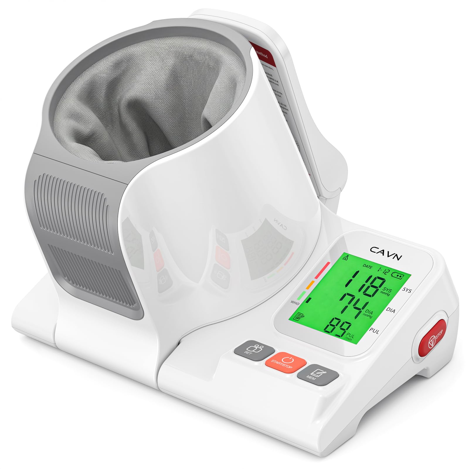 Photo 1 of CAVN Blood Pressure Monitor, One-Touch Barrel-Type Upper Arm Blood Pressure Monitors for Home Use, No-Wrap Auto-Fit Design, Fits Arms 7.1"-16.5", 3-Color Backlight, 2 Users 2×99 Memory