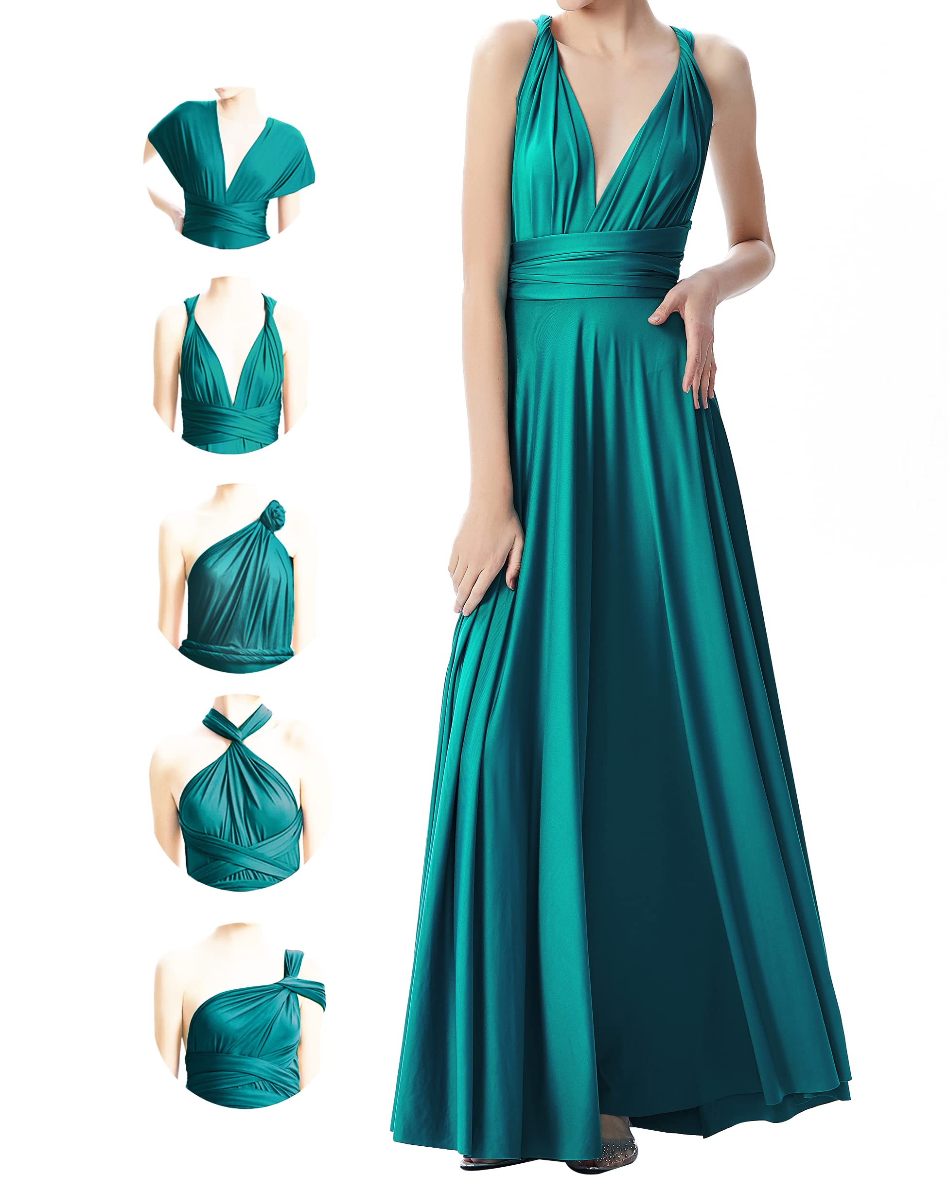 INFIWING Infinity Dresses for Bridesmaids,Convertible Multiway Transformer Twist Wrap Dresses Plus Size Maxi Long Floor Wedding Guest Formal Cocktail Dresses Teal