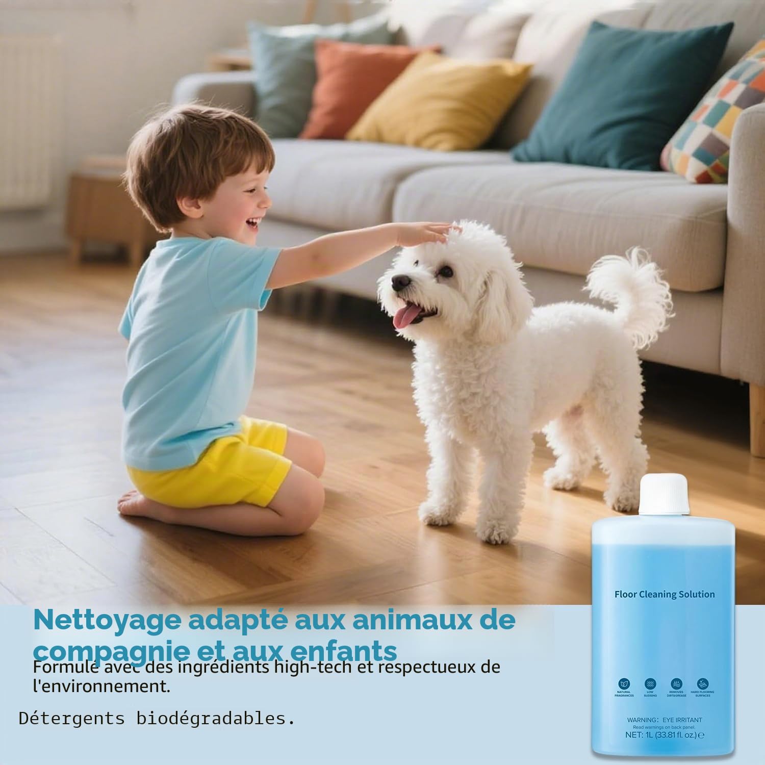 Concentré Febotak pour nettoyeurs de sols Roborock authentiques, aspirateurs robots et aspirateurs eau et poussière sans fil, 1 litre, dilué.
