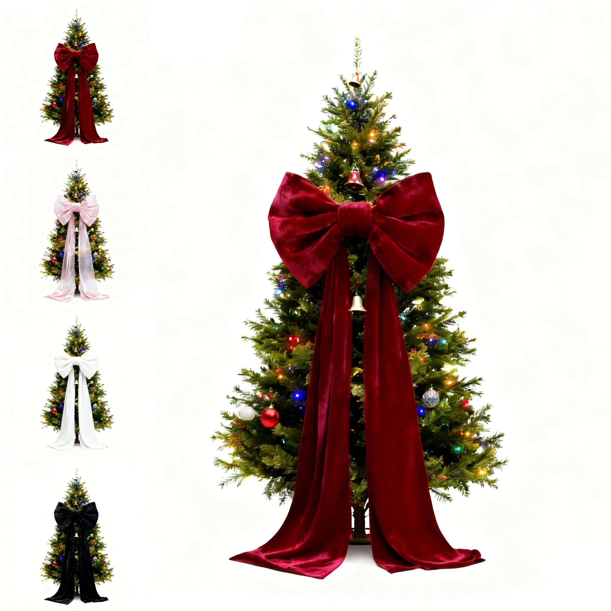 Large Red Velvet Bow, Extra Large Christmas Tree Topper Bow for Holiday Decor, Wedding Holiday & Party (Red)
