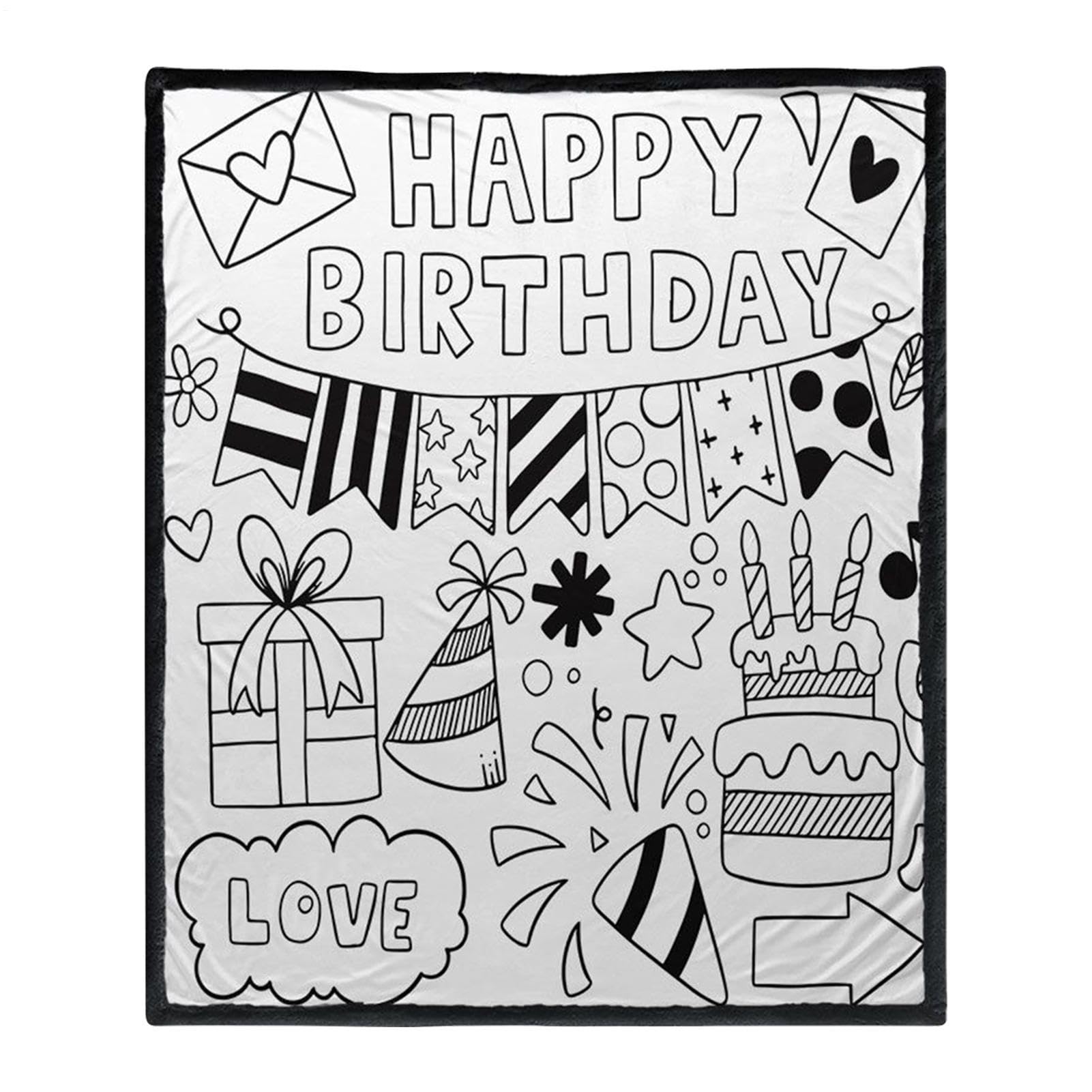 Couverture à colorier Happy Birthday en tissu confortable pour enfants