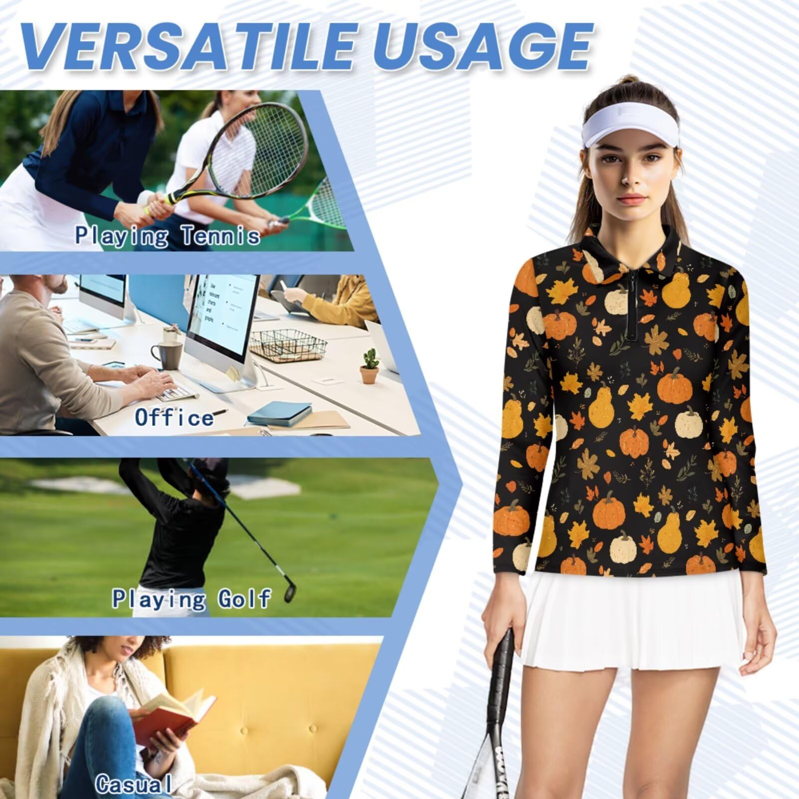 chaqlin Camisas de golf a juego para parejas, elásticas, para mujer, polo de manga larga, para hombre, ropa de golf
