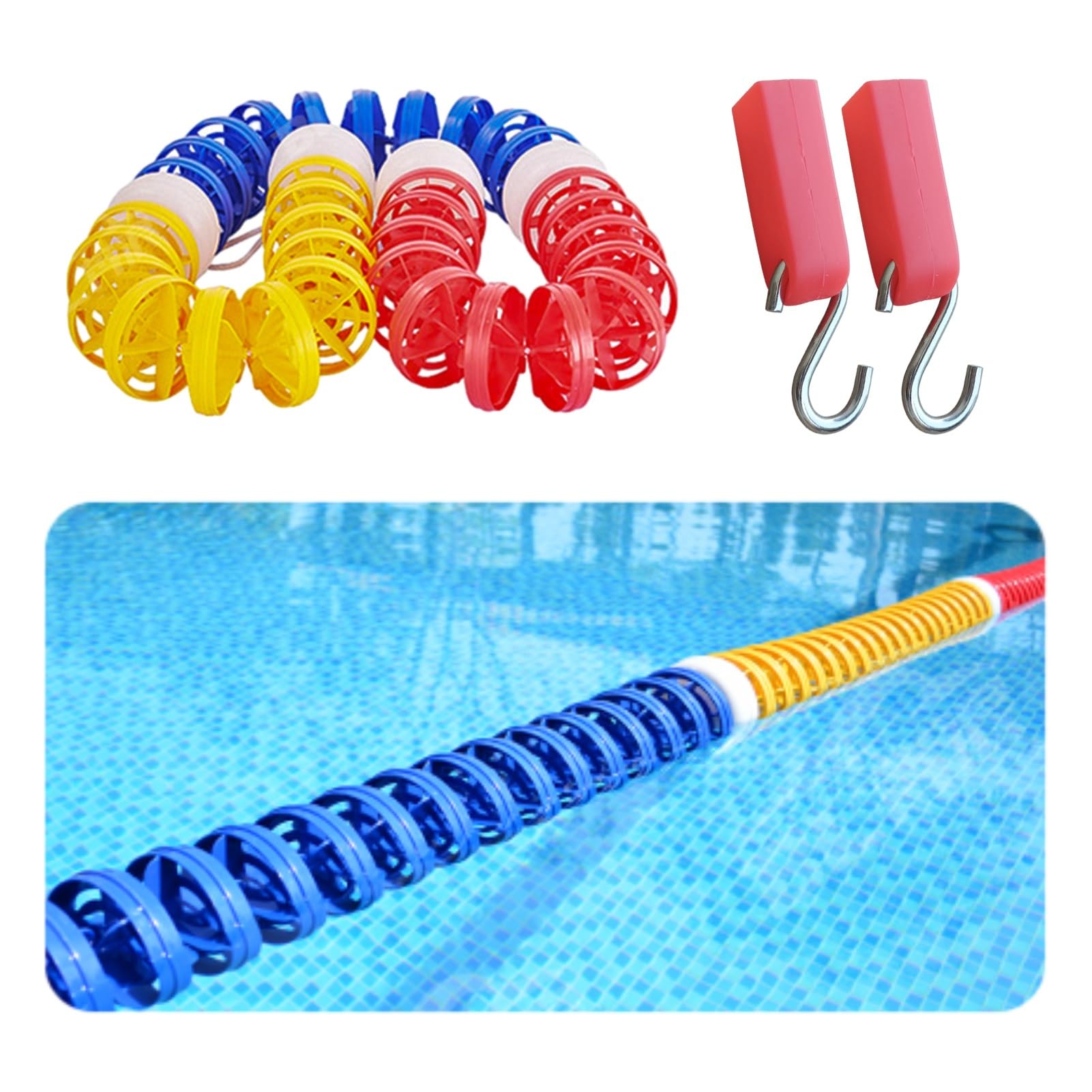 TUOYIBO Pool Safety Divider Rope and Float Line, Swimming Pool Lane Line Safety Fence with 2 Stainless Hooks, Pool Lane Area for Public Pool/Water Park (Color : Steel Wire Rope, Size : 12m(3