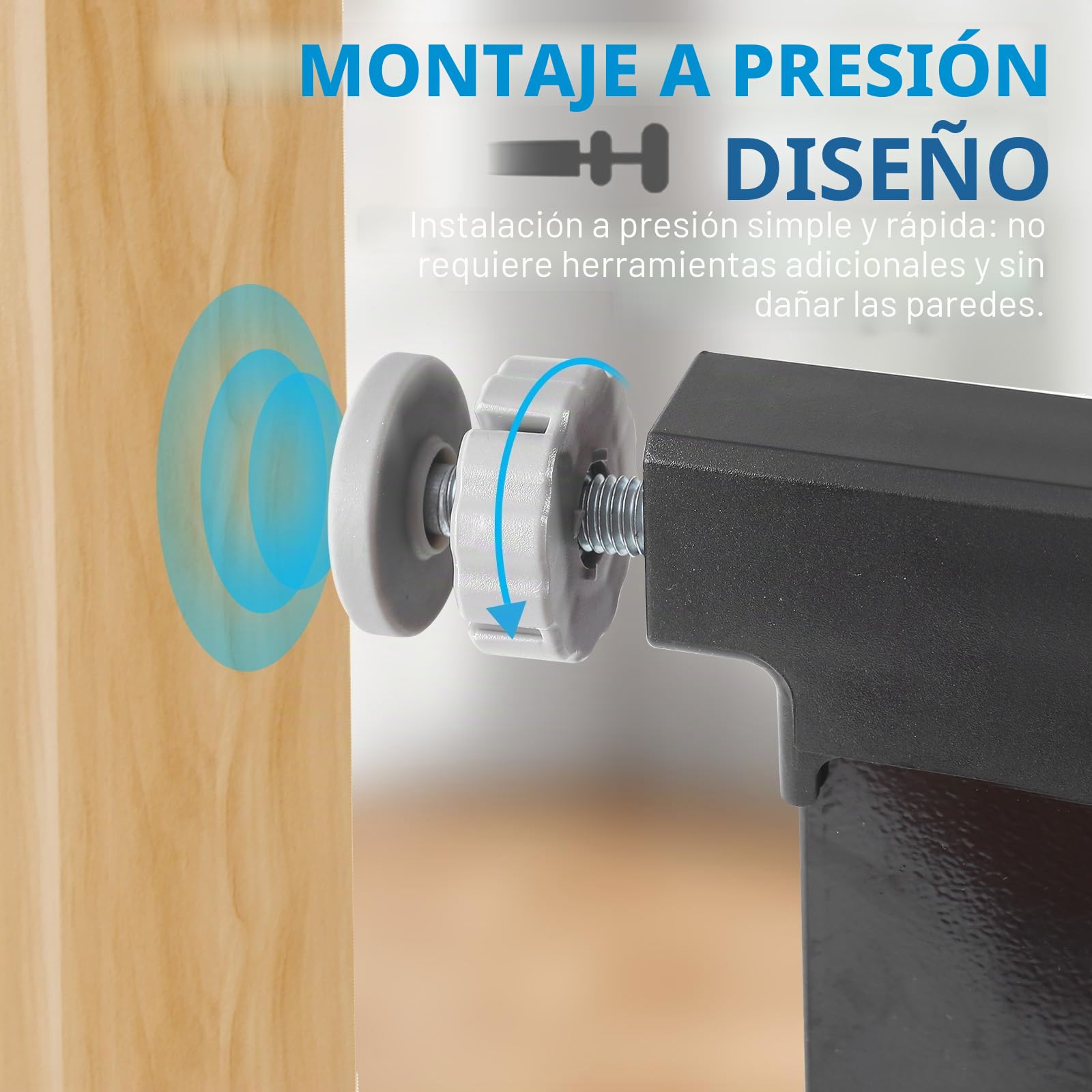 UBRAVOO Barrera de Seguridad Puerta para Bebés Puerta para Perros Altura 100 CM Puerta de Seguridad para Niños 76-104 cm de Ancho Cierre Automático Triple Bloqueo Abierto Mantenga la Puerta