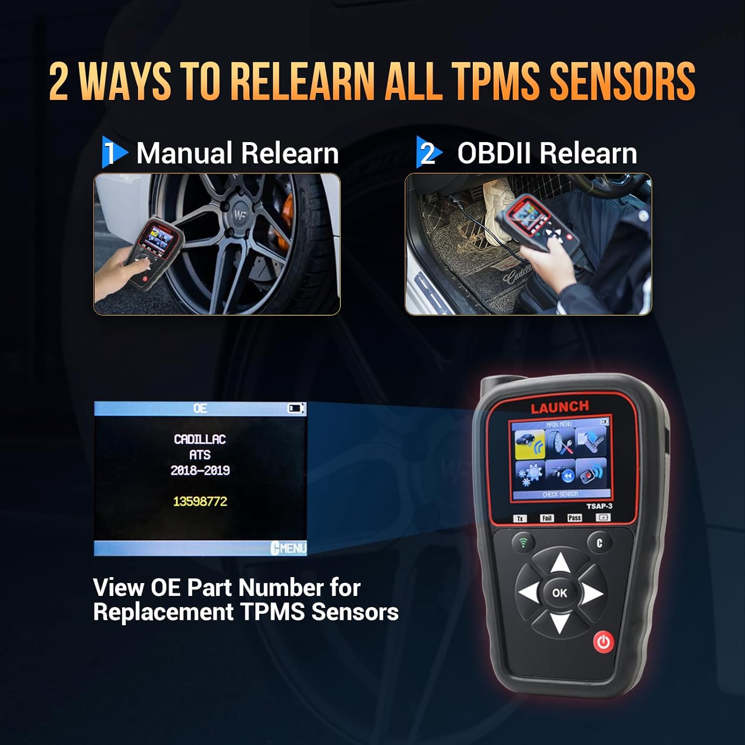 LAUNCH TSAP TPMS Tool, Activate/Read/Relearn All TPMS Sensors, Program 40+ Aftermarket Sensors, Service for Motorcycles & Dually Vehicles, 3 Years Free Update (TSAP-3)