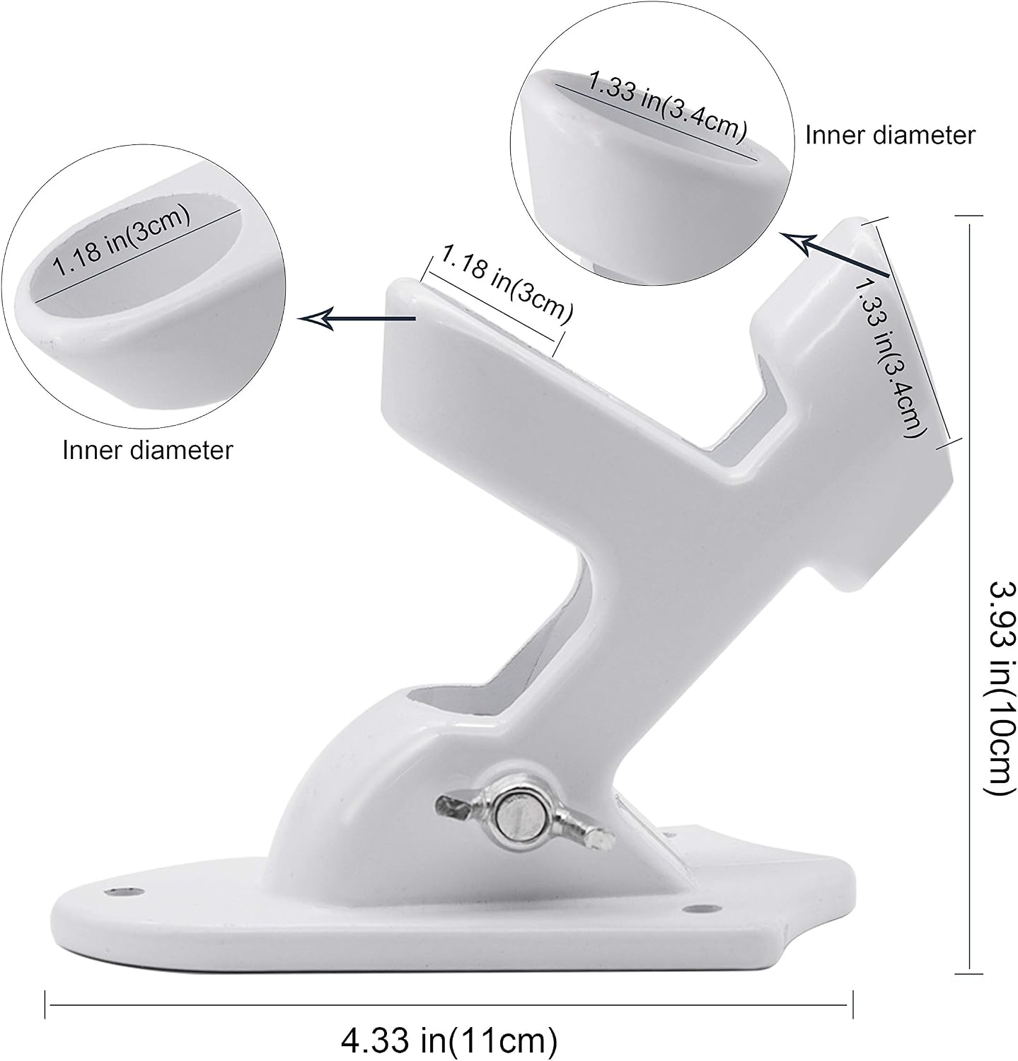 HOOSUN Flag Pole Holders Wall Mounting Bracket 2-Position House Flag Pole Brackets White Made of Aluminum Strong Rust fit 1" Diameter Flag Pole