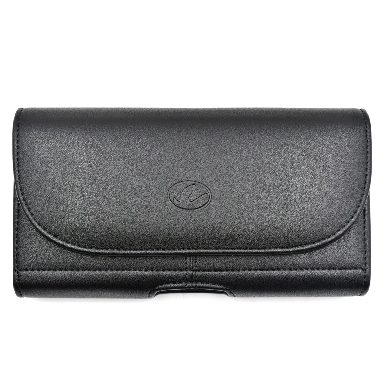 iPhone 8Plus or 7Plus or 6Plus NEM® Holster Premium Leather Pouch Horizontal Case with Belt Clip and Belt Loops for iPhone 8Plus/7Plus/6Plus (Fits Any Case/Otterbox Case On) - Large Size