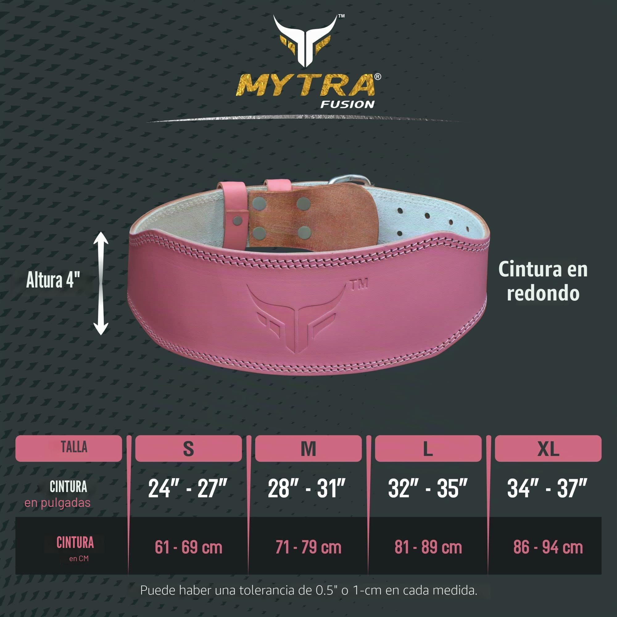 Mytra Fusion cinturón powerlifting mujer cinturon gym Cuero real cinturon gym mujer, cinturon powerlifting para gimnasio, fitness, levantamiento de pesas y entrenamiento