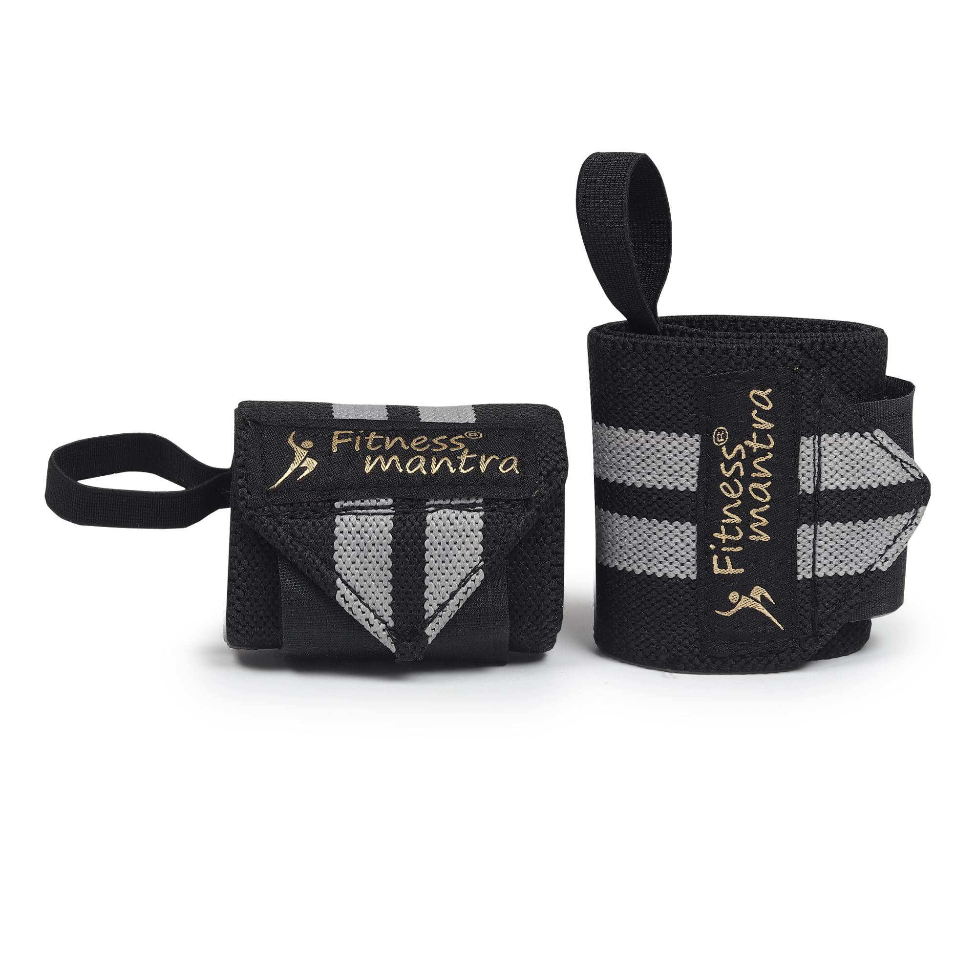 Fitness Mantra® Wrist Support - Gym Accessory | Wrist Wrap | Hand Grip Band | Weight Lifting Band | Size: 18 x 3 Inches | Color: Grey