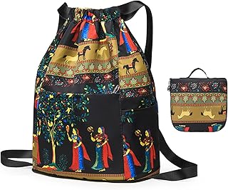 Drawstring Bags,Large-capacity Waterproof Backpack,Foldable Dry and Wet Separation Travel Sports Backpack,Exotic Drawstring Stitch Drawstring Backpack Bag for Men Women Girls Students