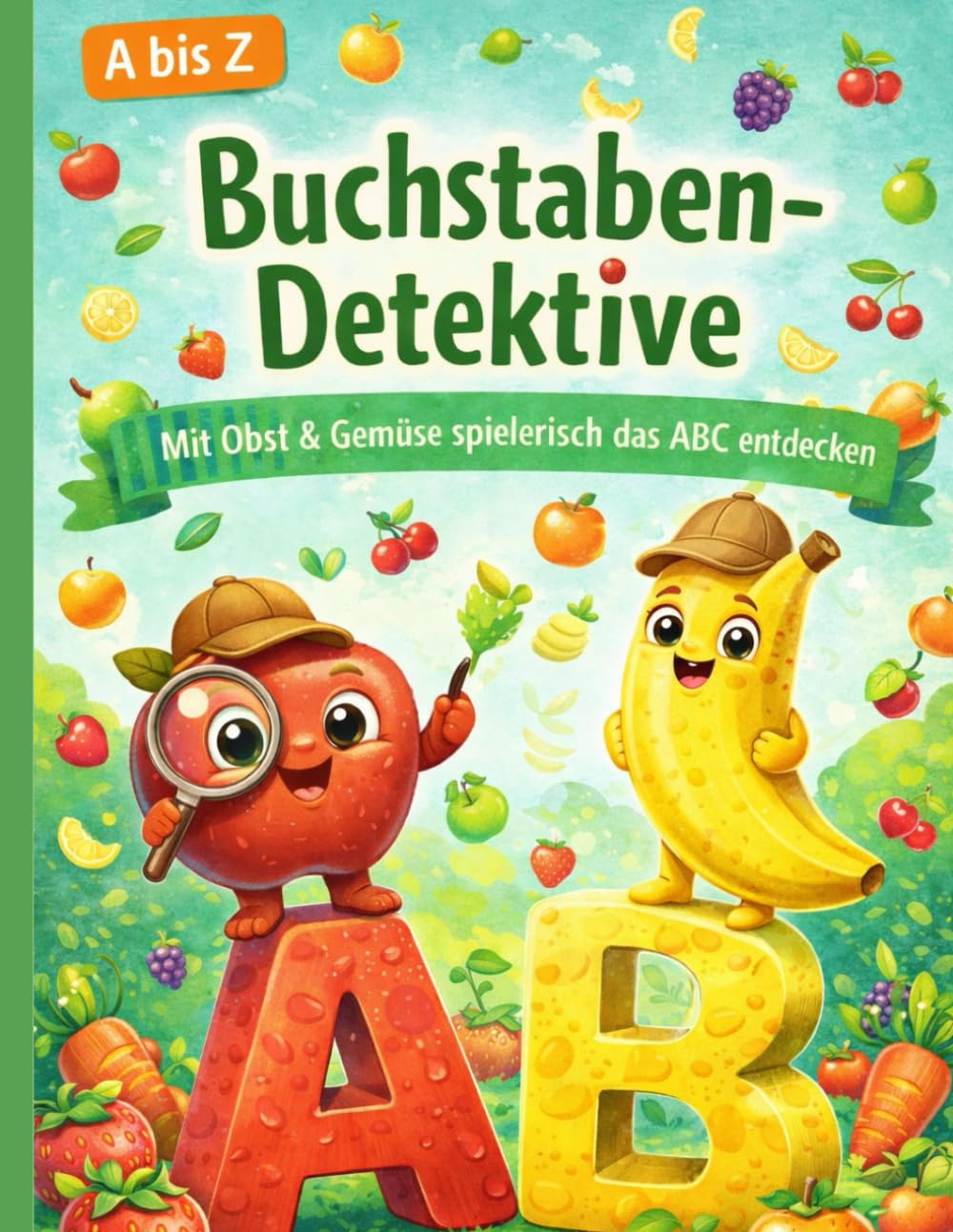Buchstaben-Detektive – Obst & Gemüse von A bis Z: Spielerisch das ABC lernen mit liebevollen Ausmalbildern für Kinder ab 3 Jahren | Vorschule & Kindergarten