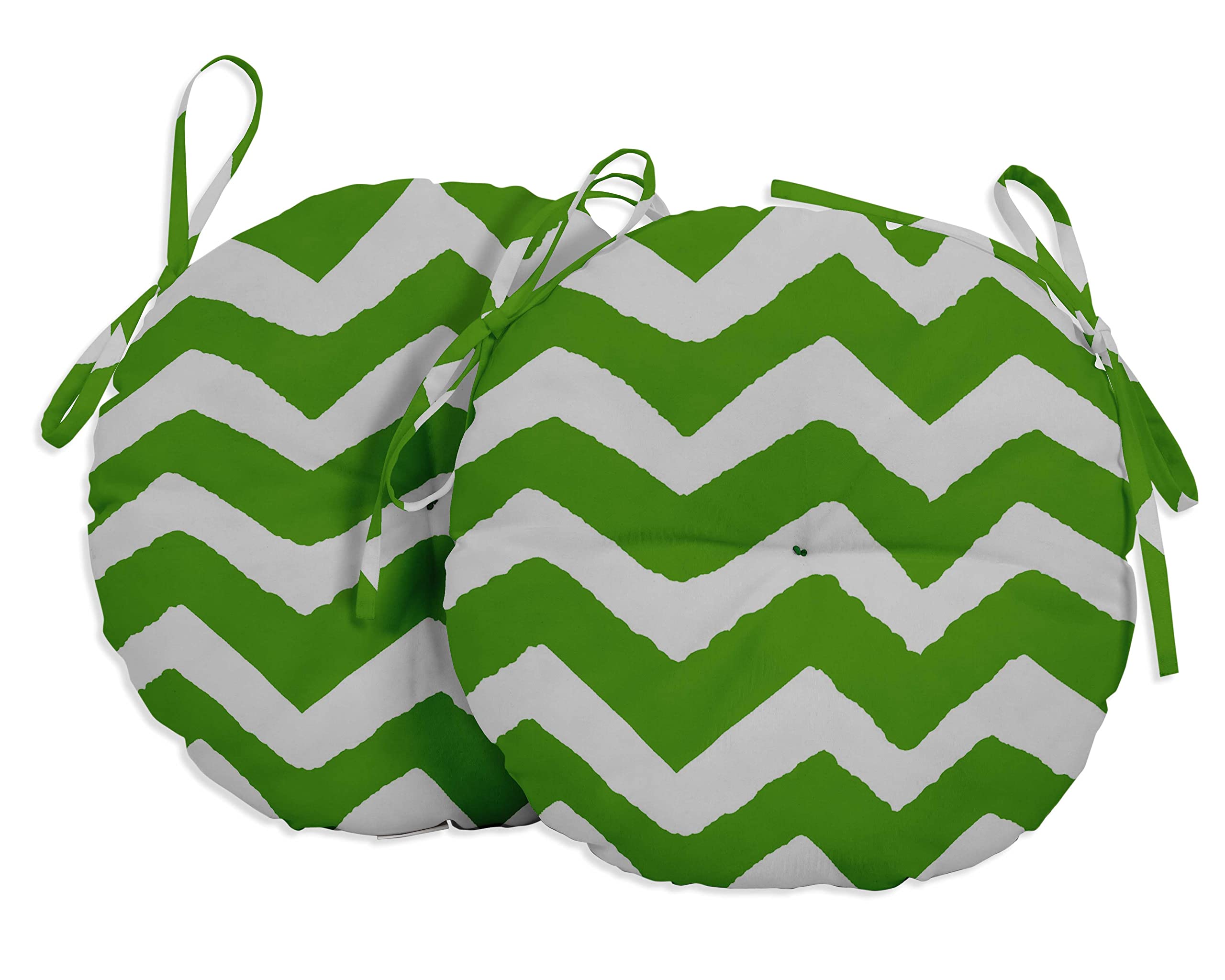 Vargottam Indoor/Outdoor Round Bistro Chair Cushions Block Print 15-Inch Bistro Chair Pads Waterproof Seat Chair Cushion For Home/Office- Set Of 2 (Green)