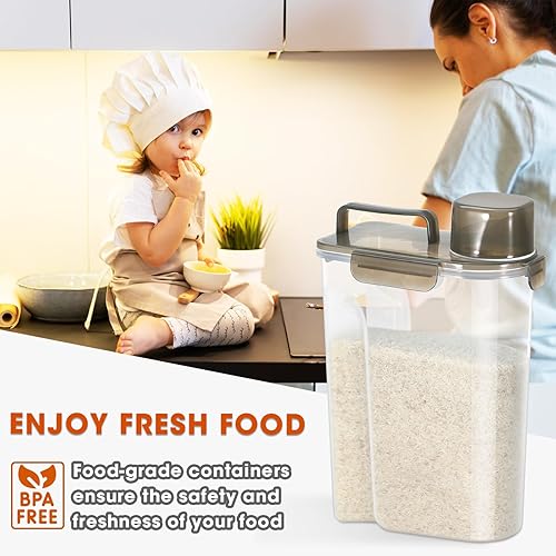 Miniatura 4 de TBMAXS Recipiente de almacenamiento de arroz de 10 libras, dispensador hermético de alimentos con boquilla grande y taza para arroz, cereales,