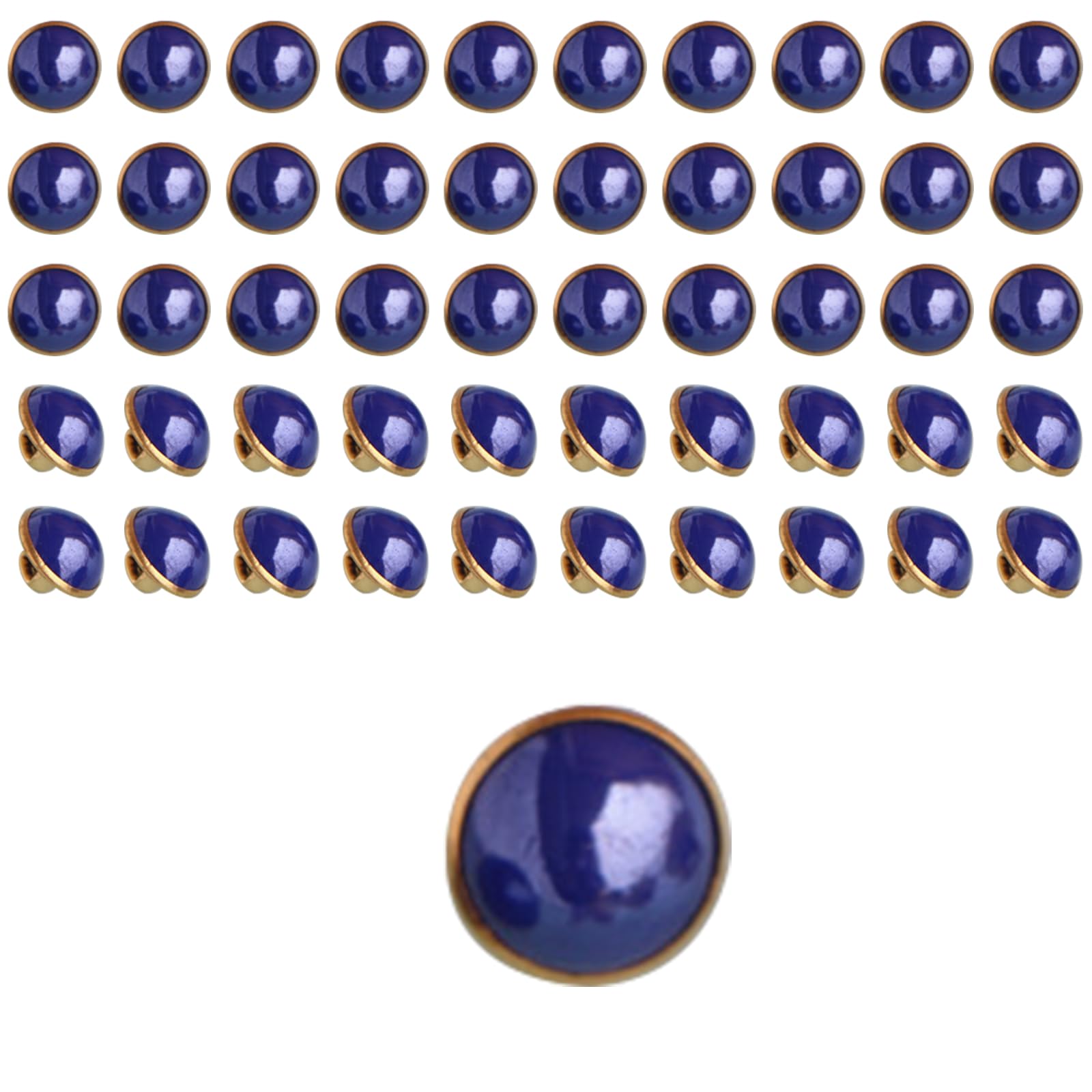 50pcs Royal Blue Pearl Buttons 10mm, Pearl Dome Cap Copper Base Buttons for Clothes Sewing DIY Craft Projects