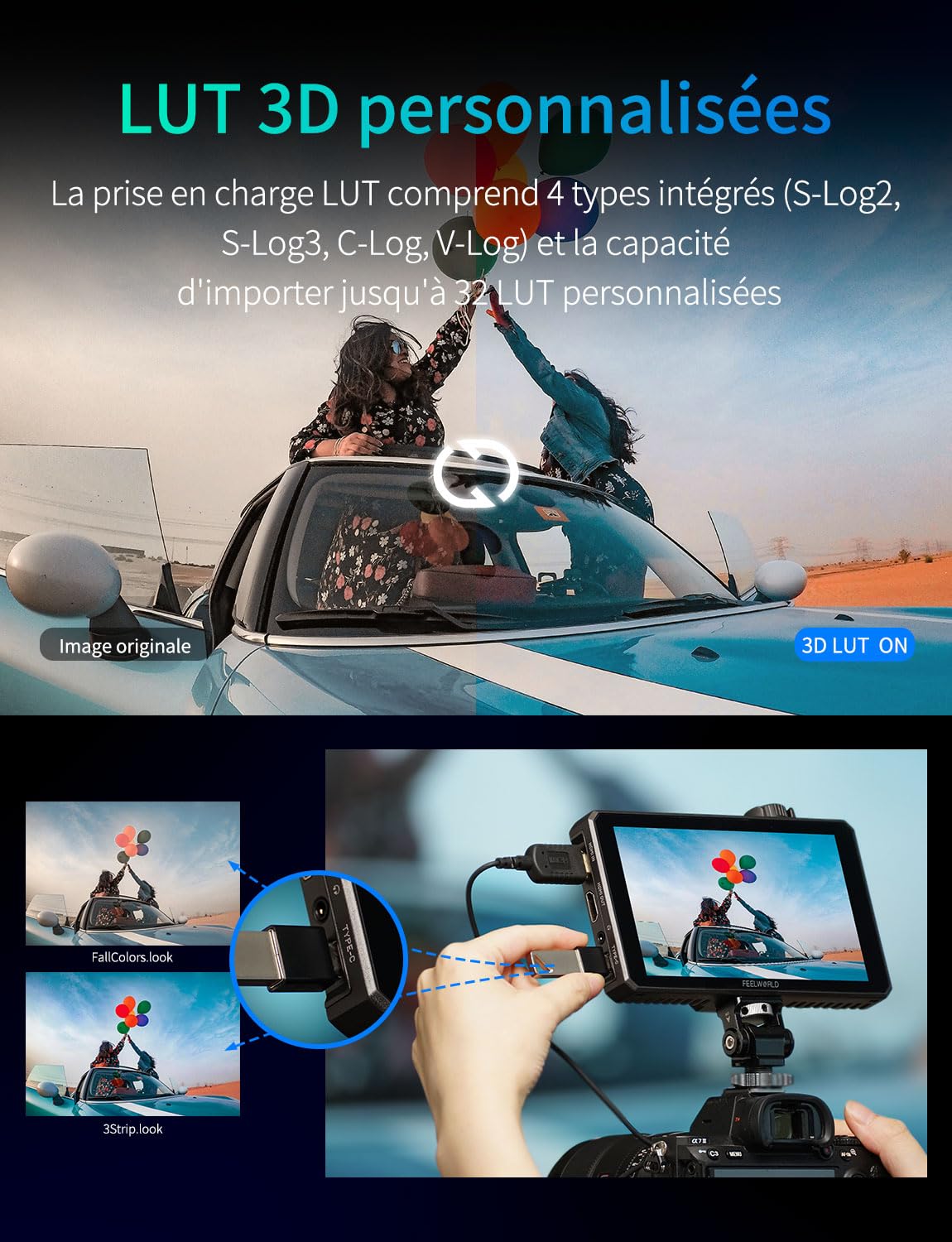 FEELWORLD SC6 3G-SDI Ecran Appareil Photo 6 Pouces Tactile 1500Nit Full HD 1920x1080 IPS Moniteur Camera avec 4K 60Hz 3D LUT HDR,Boîtier en Aluminium,Inclut Batterie F750 4400mAh et Sac