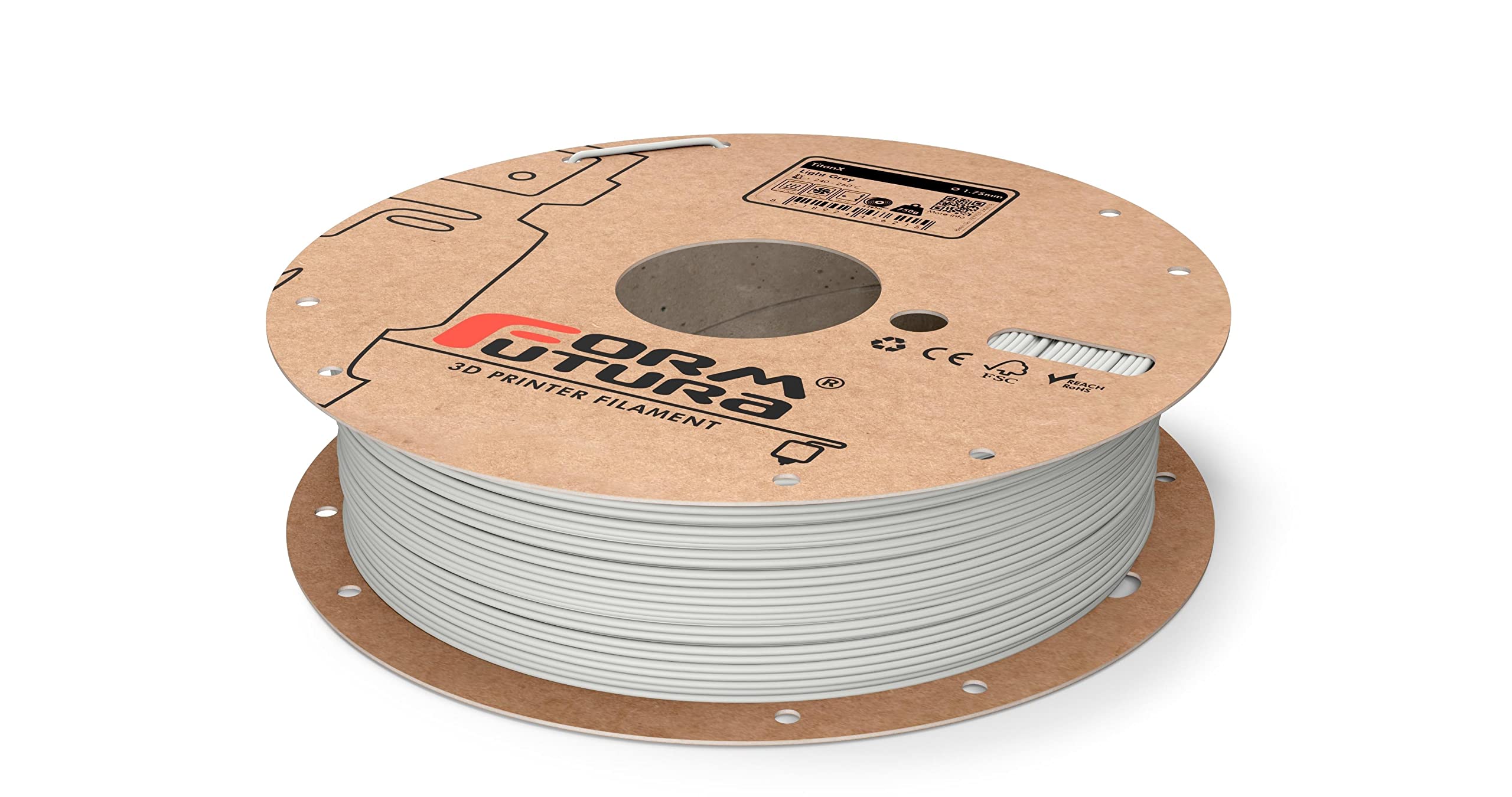 FormfuturaABS Filament TitanX 1.75mm Light Grey 2300 gram 3D Printer Filament