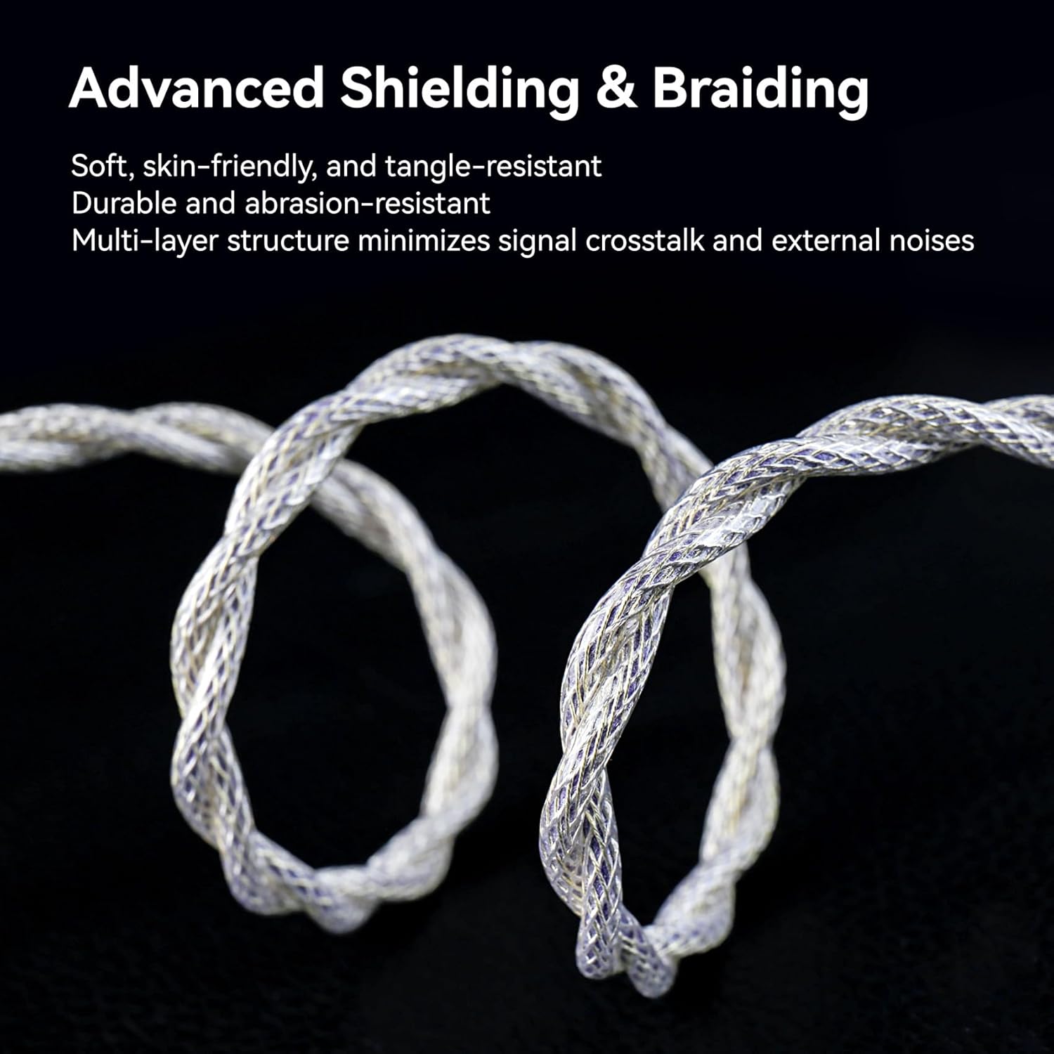 Kinboofi KBEAR HunYuan Quad-Material Fusion IEM Cable, KZ ZS10 PRO Headphone Replacement Extension Cord,High-Resolution HiFi Upgrade in Ear Monitor Cable (MMCX 3.5, Silver, 1.2m)