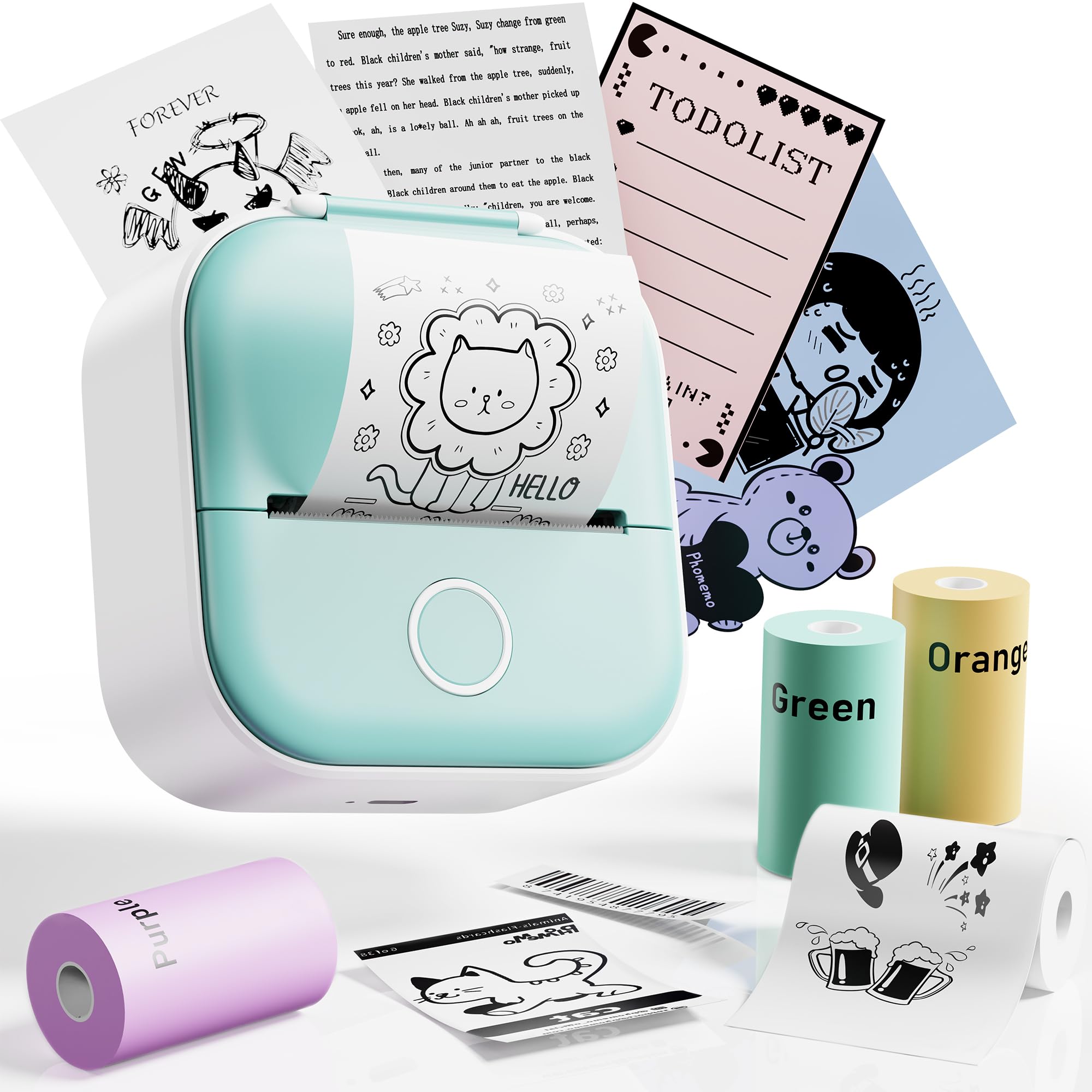 Mini Sticker Printer - Pocket Thermal Printer With 300DPI For IOS & Android, Inkless Printing