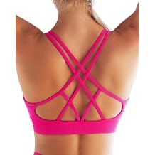 RUNNING GIRL Sports Bras for Women Pack Criss Cross Back Sexy Strappy Sports Bra Seamless Padded Yoga Bra with Removable Cups