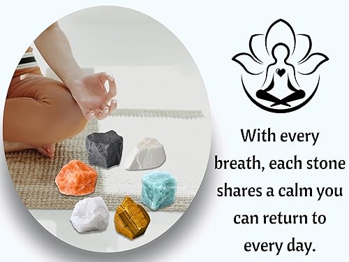 Miniatura 4 de Cristales para niños, juego de 6 cristales curativos de ojo de tigre, aguamarina, cuarzo de nieve, hematita, escolecita y piedra solar