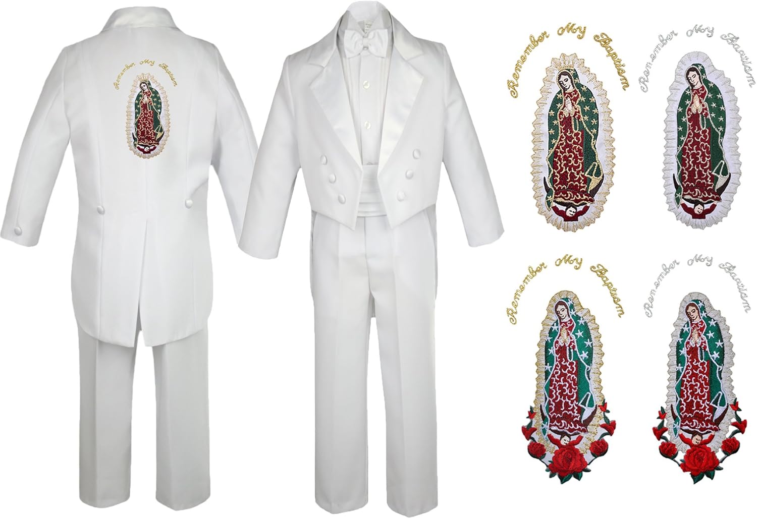 Toddler Baby Boy Christening Baptism Formal White Tail Suit Tuxedo Maria Sm-7