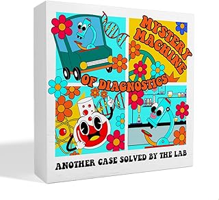 Funny Science Biology Gifts, Funny Science Biology Desk Decor, Mystery Machine of Diagnostics Wooden Box Sign, Lab Tech Gifts