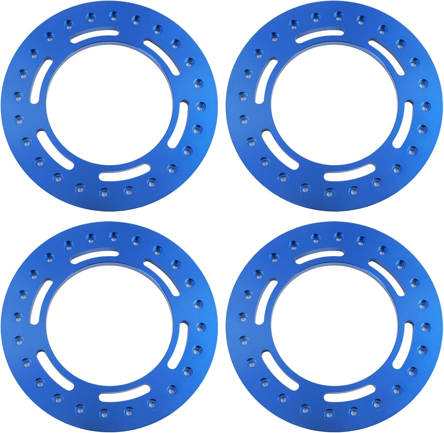 SCX6 Wheel Outer Beadlock Ring 4Pcs 2.9inch Aluminum Alloy Wheel Hub Lock Ring Wheel Rims Beadlock Rings for SCX6(AXI05000) RC Crawler Car Metal Replacement Rim Ring (Blue)