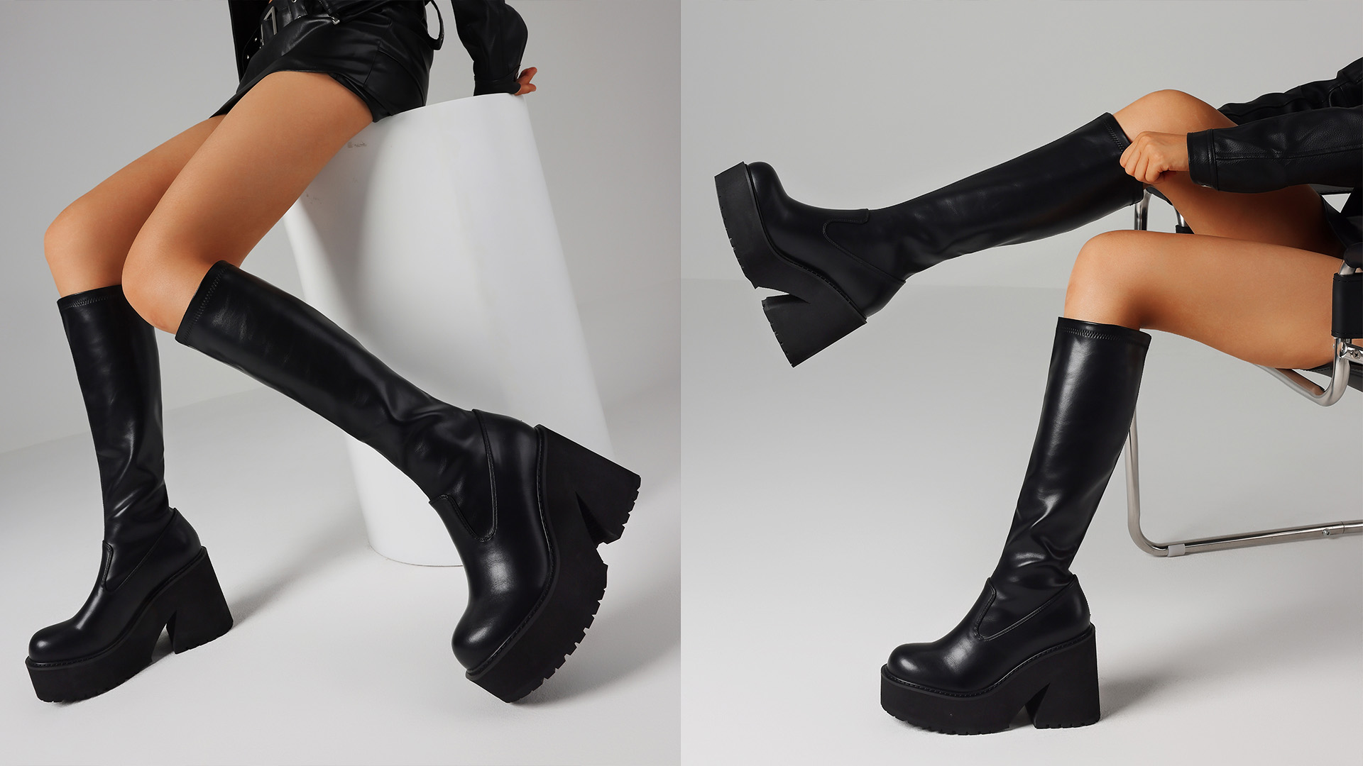 Amazon.com | AMINUGAL Womens Elastic Knee High Boots Platform 