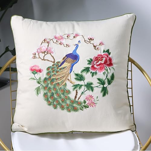 Miniatura 9 de Pilmandu Juego de 2 fundas de almohada decorativas bordadas para sofá fundas de almohada cuadradas para dormitorio sofá decoración de granja 18 x 18