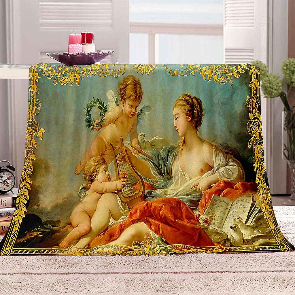 Couverture polaire en flanelle microfibre 150x200cm plaid lit chaud toutes saisons motif ange
