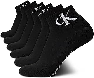 Calvin Klein Mens Quarter Socks - 6 Pack Performance Cushioned High Quarter Cut Athletic Socks for Men With Arch Support