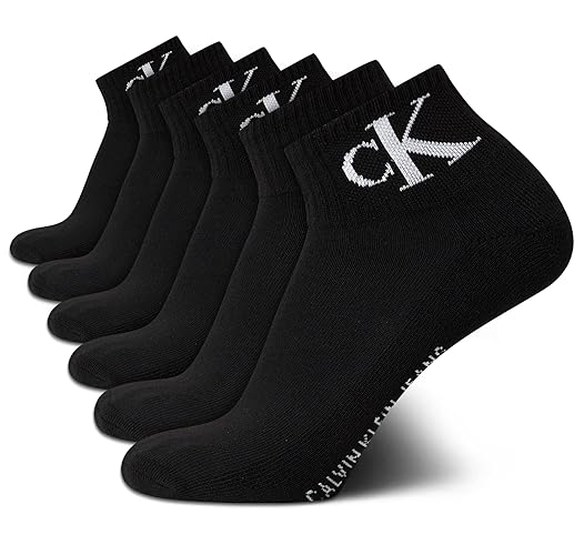 Calvin Klein Mens Quarter Socks - 6 Pack Performance Cushioned High Quarter Cut Athletic Socks for Men With Arch Support