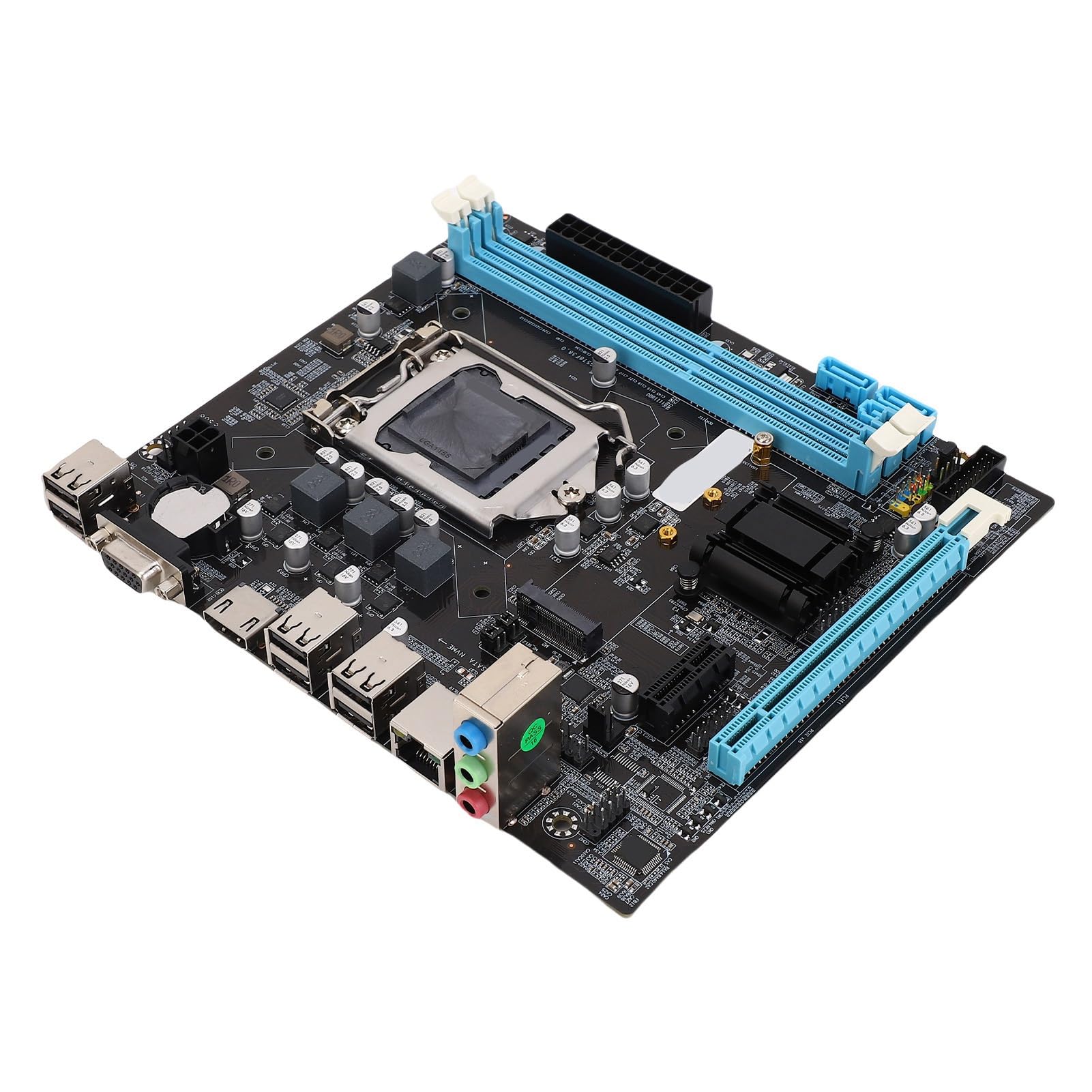 Fabater Placa Base de Escritorio, H61 6 USB2.0 DDR3 M.2 NVMe NGFF 100Mbps LAN Micro ATX Placa Base para Juegos para LGA1155 Socket I3 I5 I7