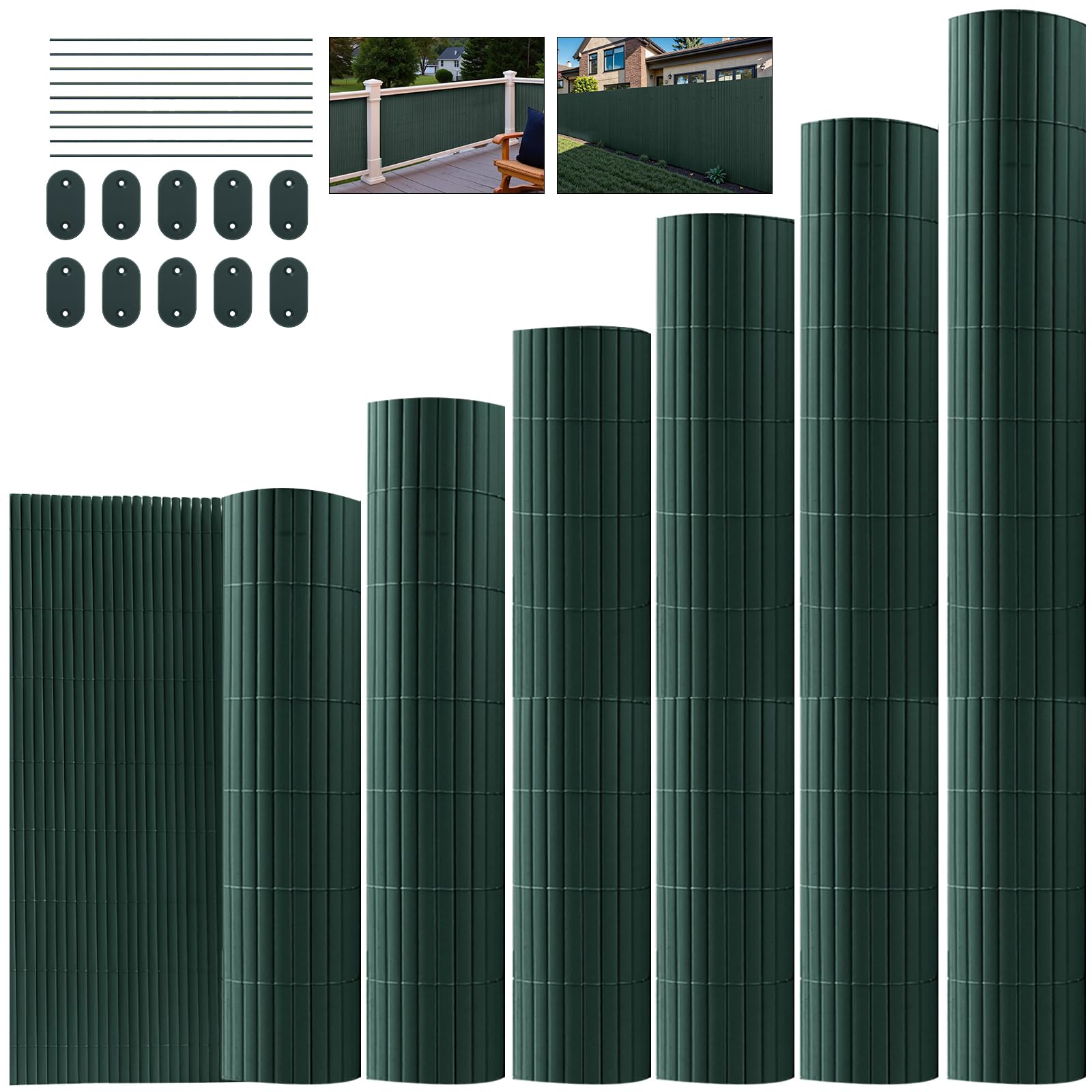 INMOZATA Artificial Bamboo Fence Screening, PVC Garden Privacy Screening 1.2m High x 3m Wide, Weatherproof Garden Screening, Outdoor Fence Privacy Screen for Garden, Balcony, Terrace(Green, 1.2x3m) — image 1