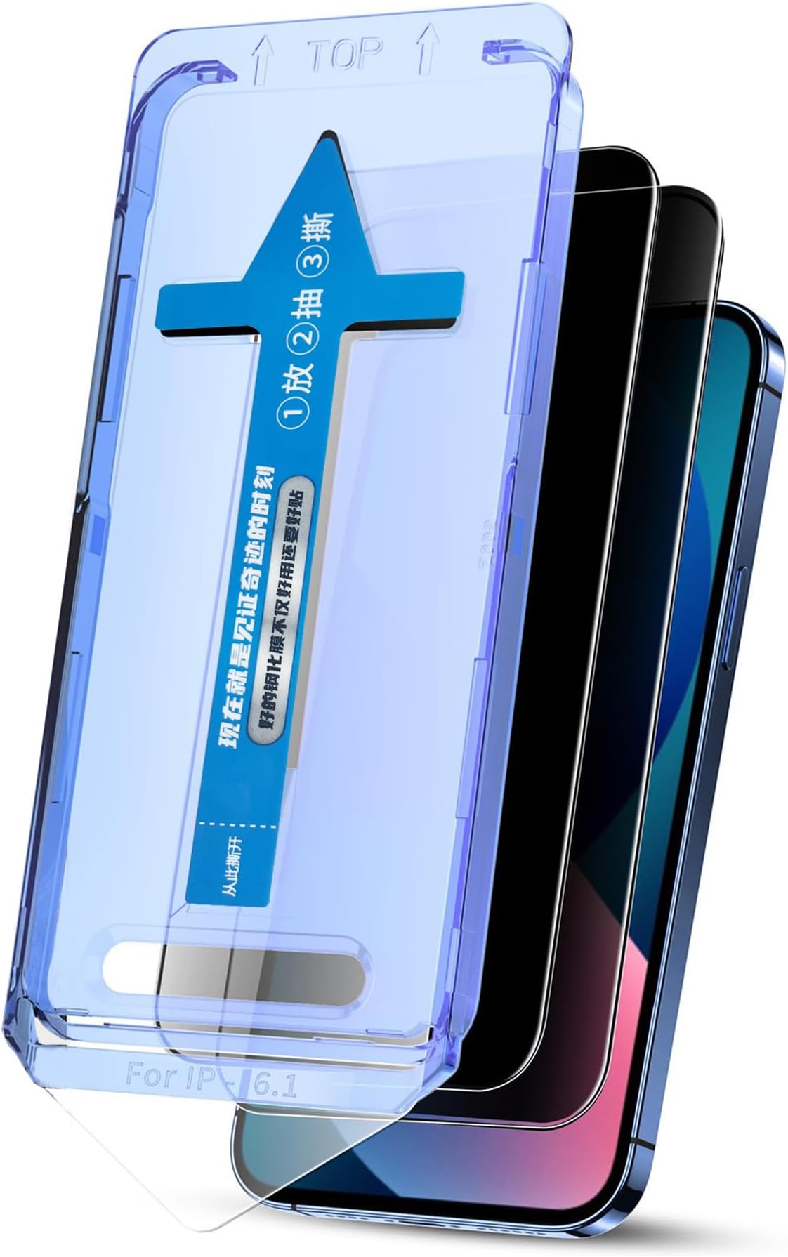 Loodion 2 Pack Crystalshield Screen Protector - Dust Free without Bubbles for iPhone 15 14 13 12 11 Pro Max, Easy Installation (Privacy,for iPhone 13 Pro)