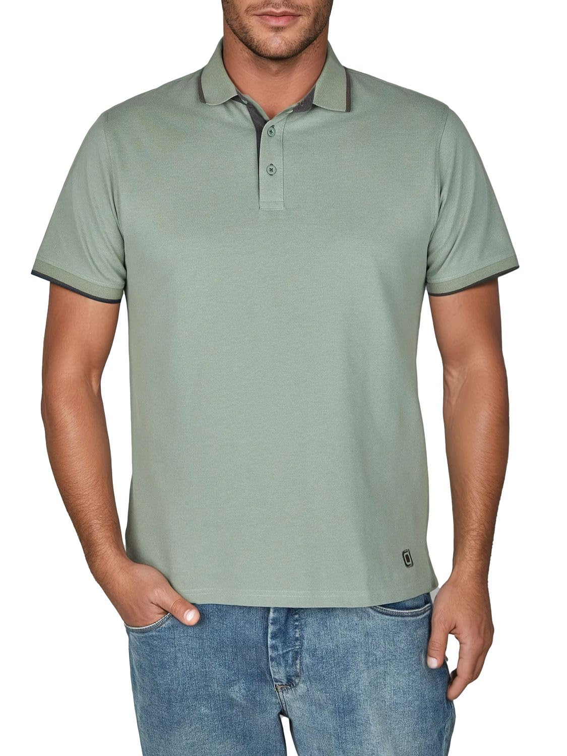 riverso RIVLeano - Polo da uomo, a maniche corte, vestibilità normale, in cotone, tinta unita, bianco, nero, blu, verde, beige, S, M, L, XL, XXL, 3XL, 4XL, 5XL