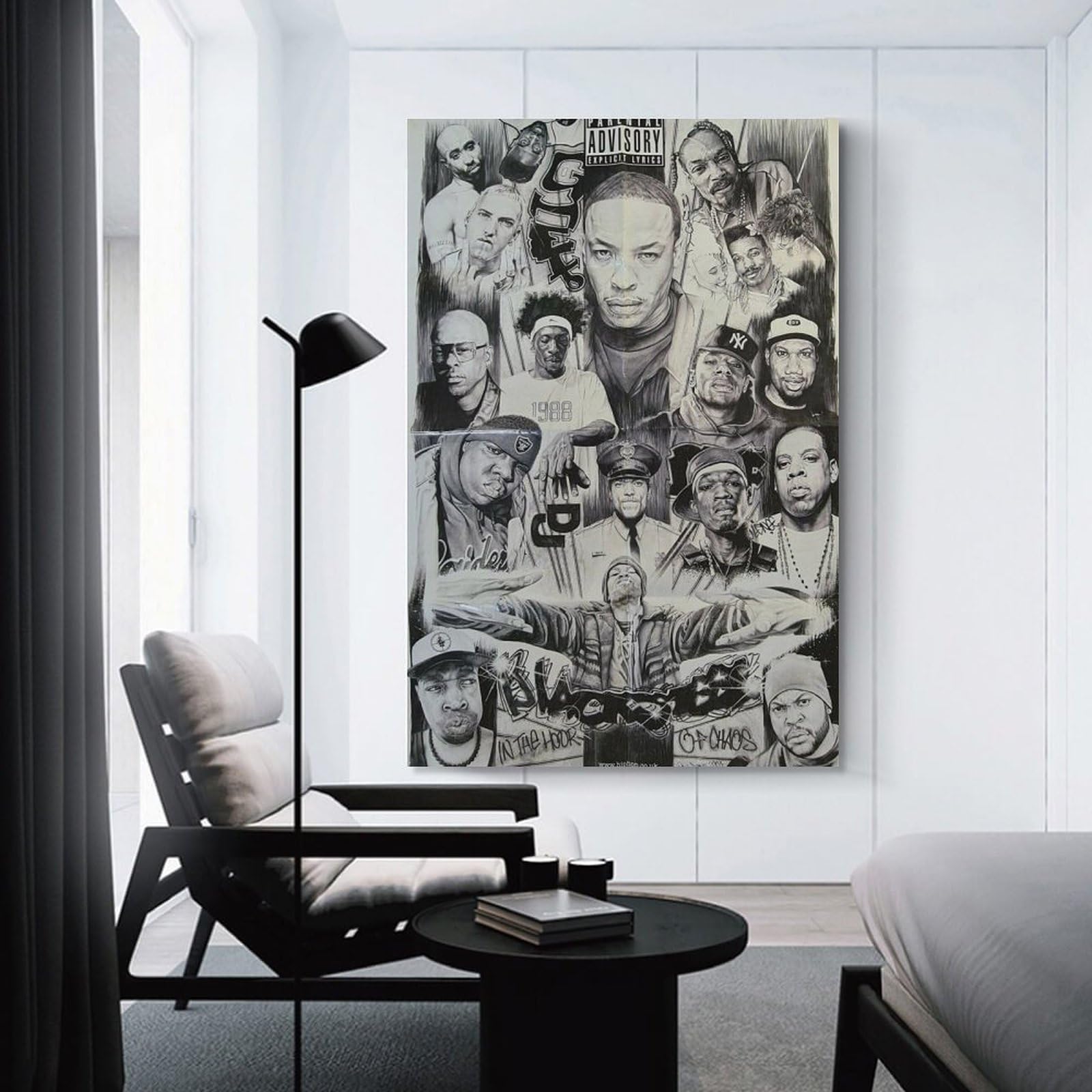 Poster su tela, motivo: cantante rap, hip hop, tutte le stelle, stampa artistica da parete, poster decorativo moderno per la famiglia, 60 x 90 cm