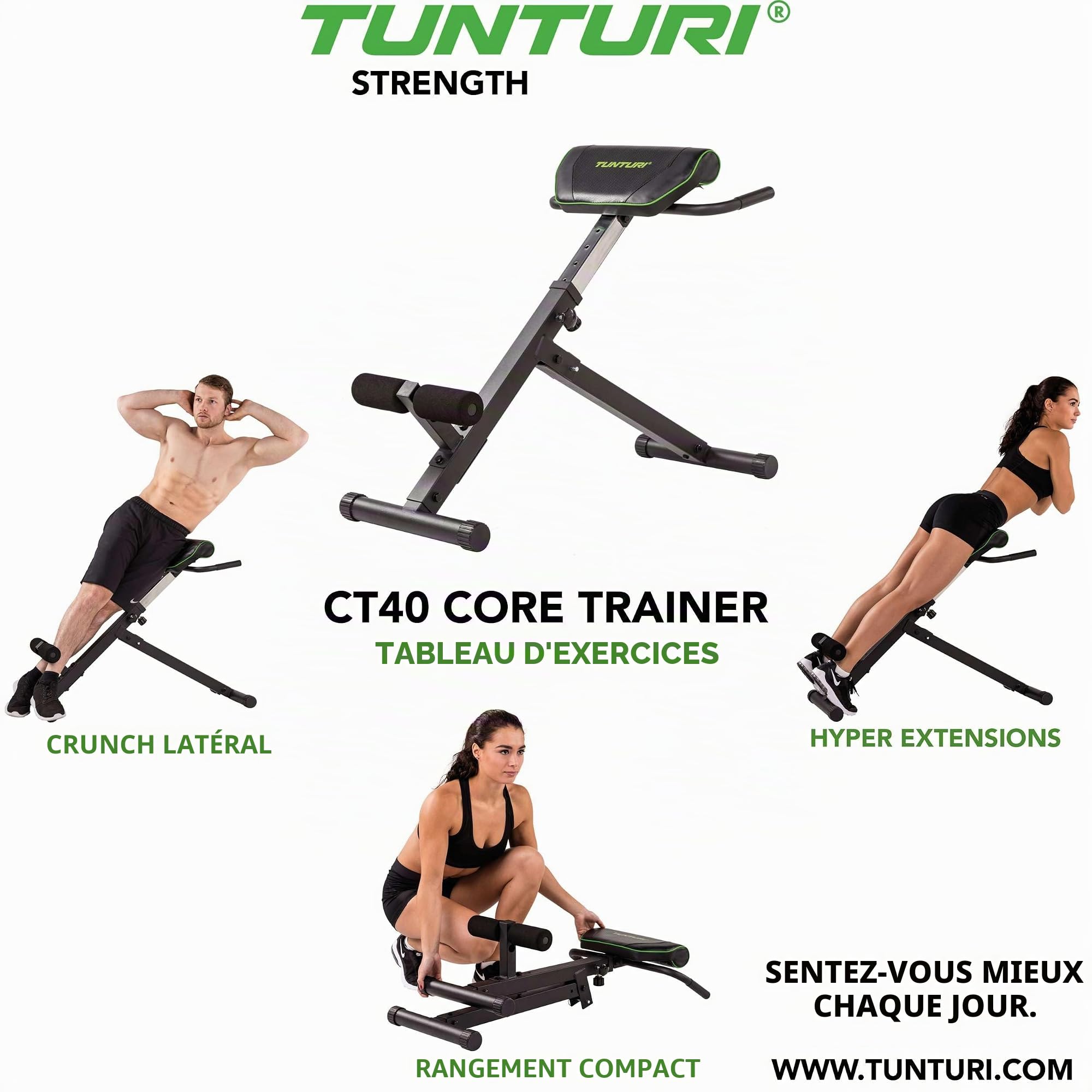 Tunturi CT40 Banc de Musculation Abdos/Lombaires