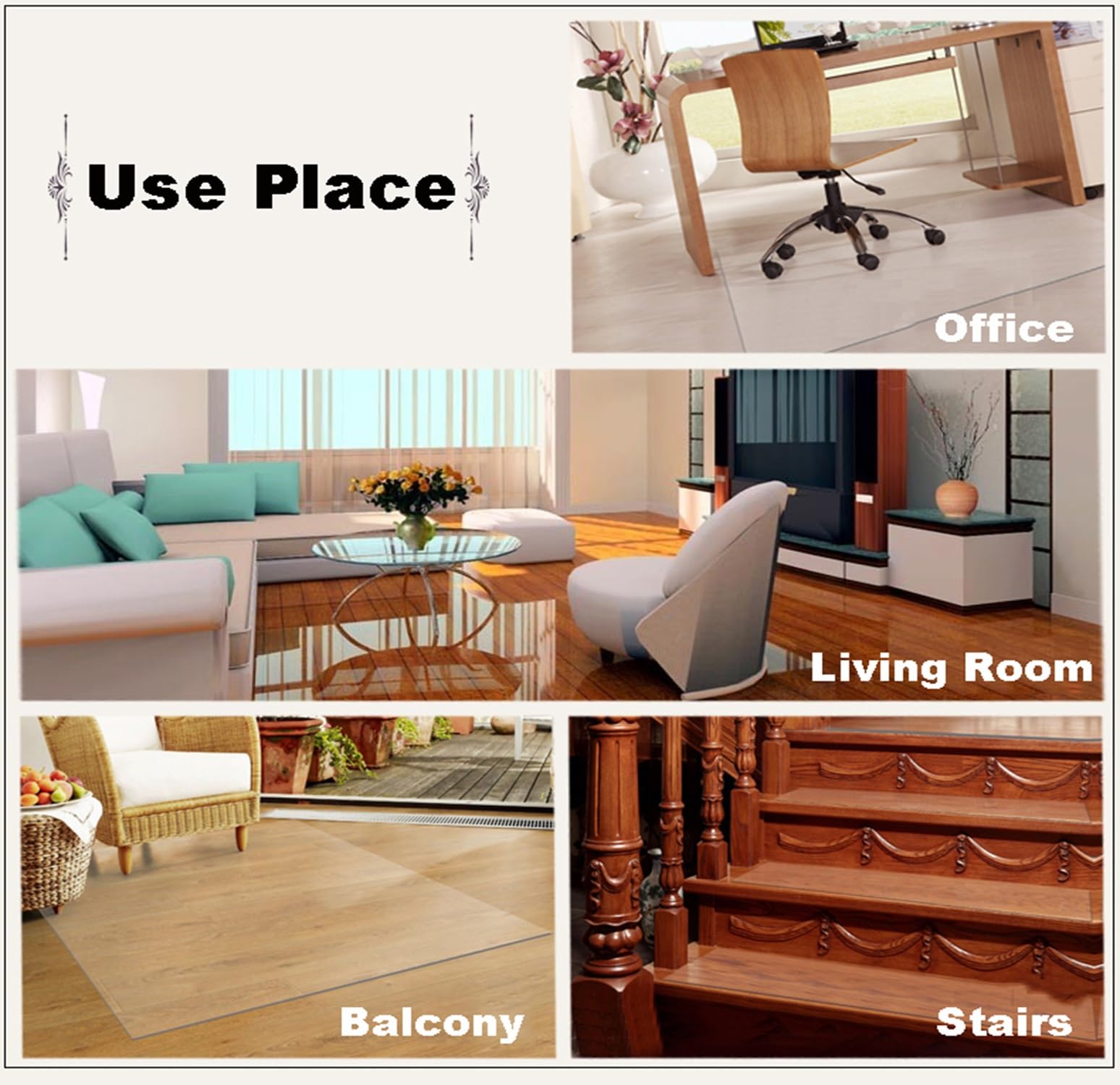Tapis de Bureau Transparent, Tapis de Sol à Bords Ronds en PVC imperméable et résistant à la Chaleur 40x100 50x80 60x130 70x140 80x160 90x180 cm Tapis de Chaise de Bureau (Size : 100x120cm)