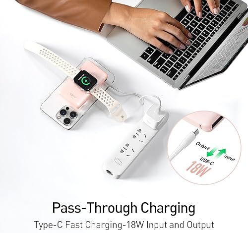 Miniatura 8 de iWALK MAG-X - Banco de energía inalámbrico magnético con cargador de iWatch, 10000 mAh PD cargador portátil de carga rápida, batería compacta