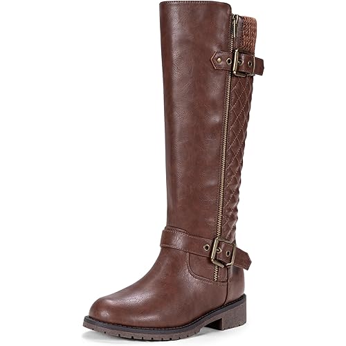 Jeossy Women's 50 Knee High Riding Tall Boots Comfortable with Metal Buckle and Zipper + Wide Calf