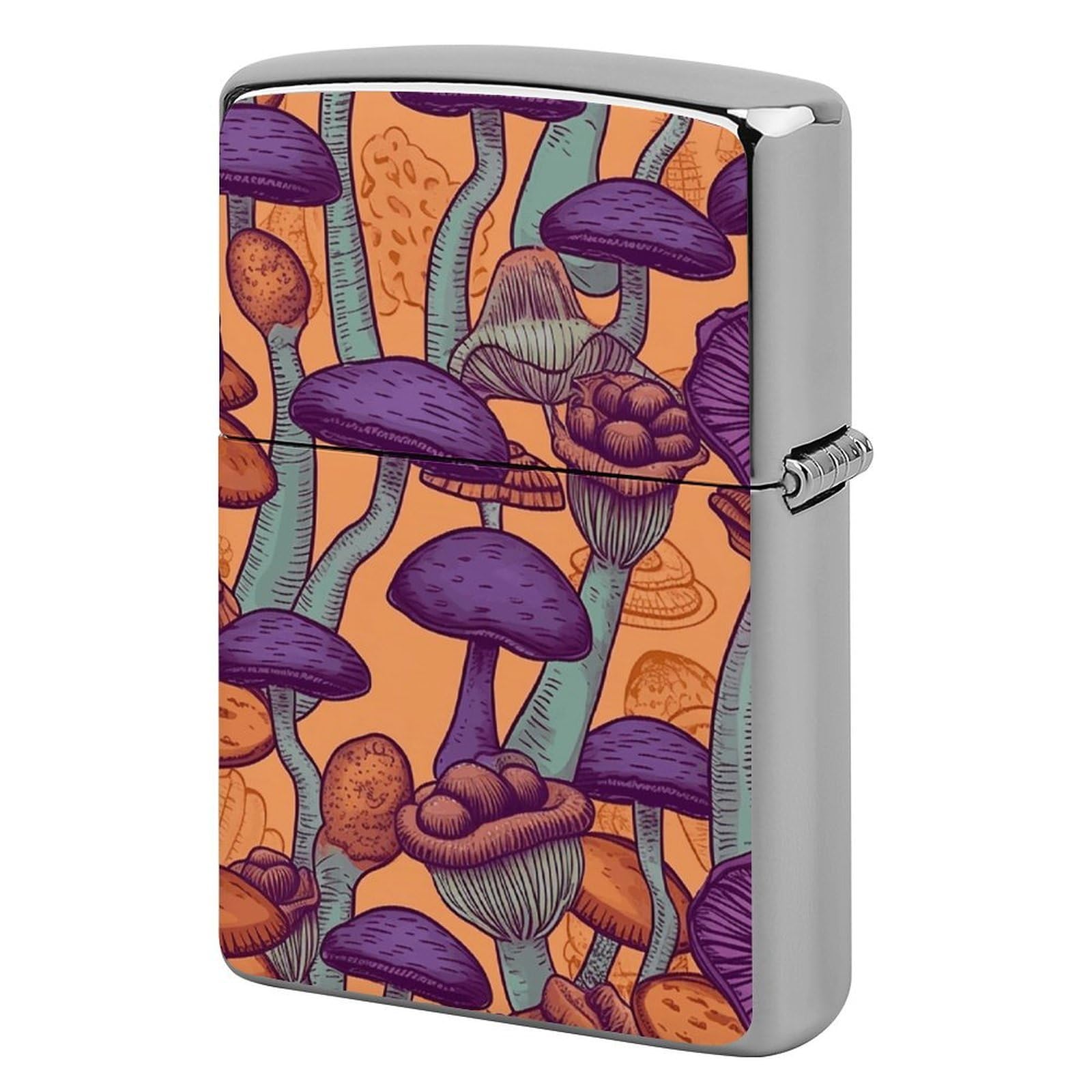 Hippie Art Mushrooms Lighter Cover for Men, Personalized Lighter Case for Birthday Gift, Flip-Top Lighters Protective Cover, Portable Lighters Shell for Outdoor, Travel