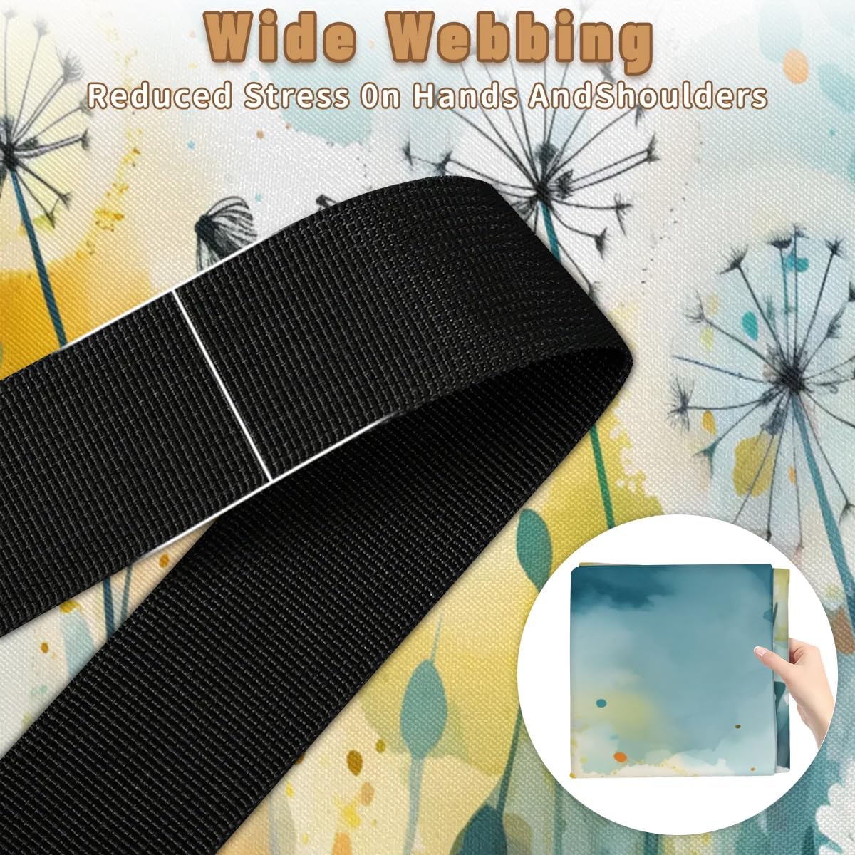 Honeybaby 214L Extra Large Comforter Storage Bag Dandelion Watercolor Floral Storage Totes with Lids Waterproof Closet Organizer Folding Blanket Storage Bags for Clothes Bedding Pillows