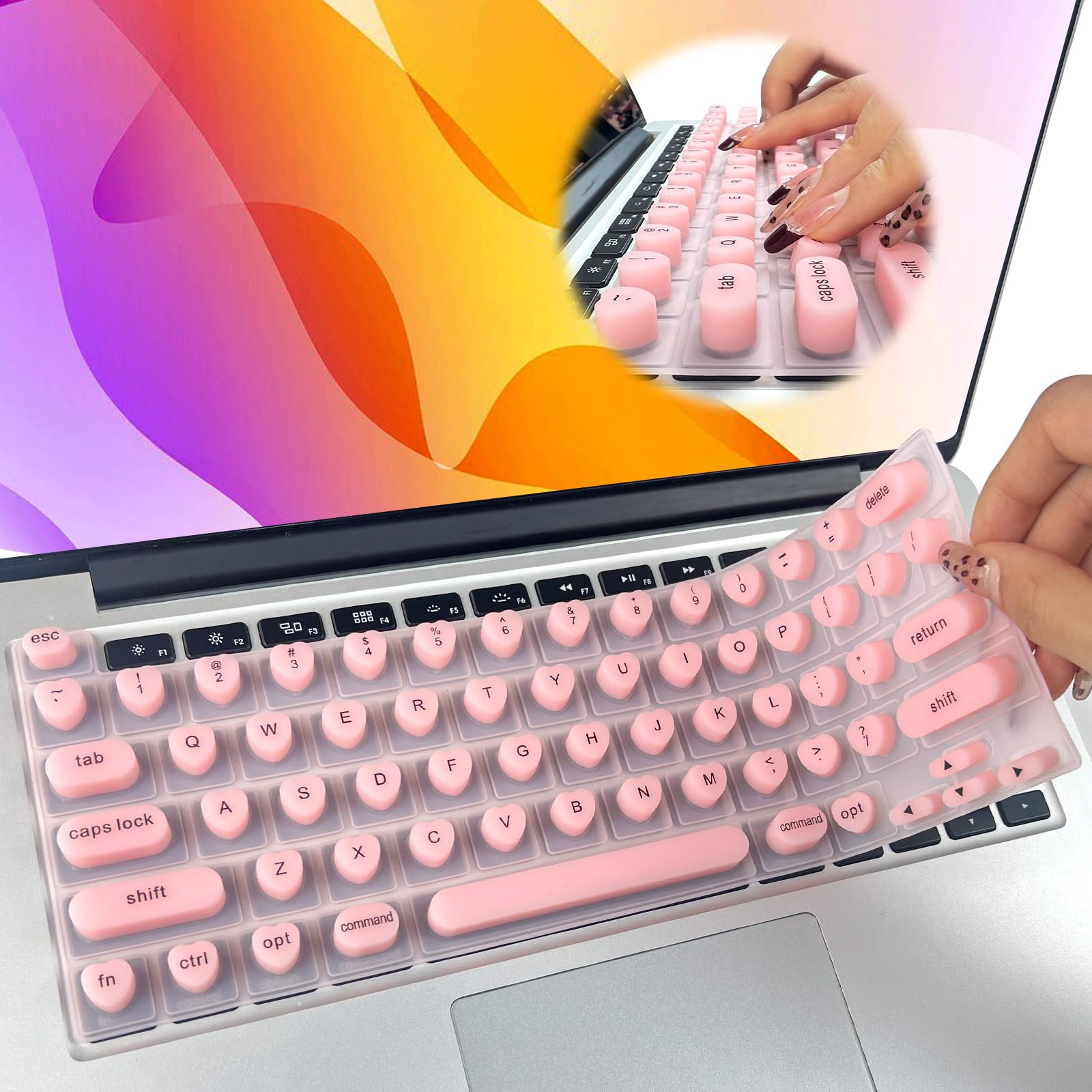 Silicone Keyboard Cover for Long Nail People, Perfectly Compatible with MacBook Pro 13