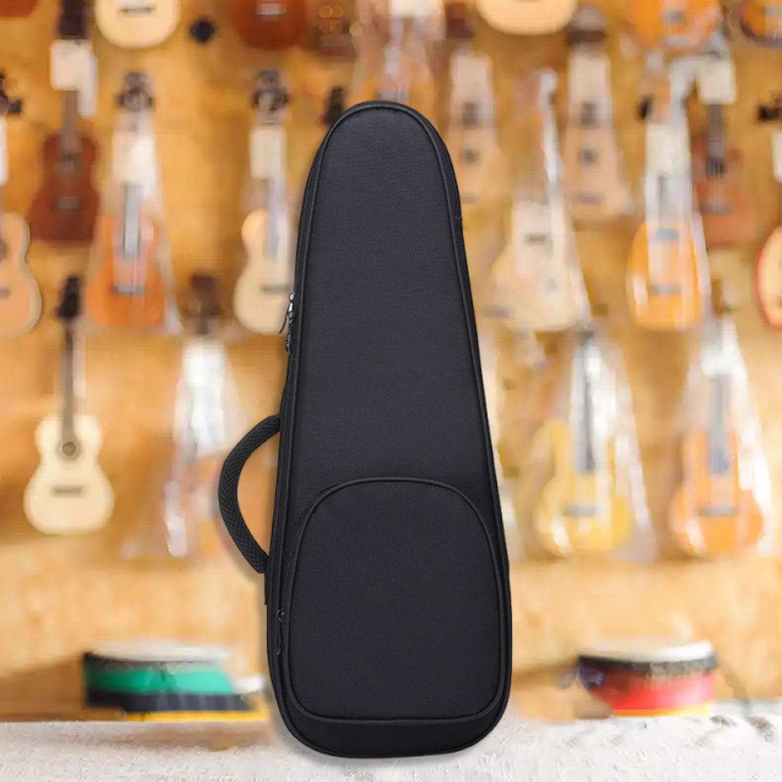 Ukulele Tasche mit Schulterriemen Oxford Stoff Stoßdämpfend Wasserfest Polsterung für Instrumentenschutz für Geschenkaufbewahrung Reise Alltag, Schwarz
