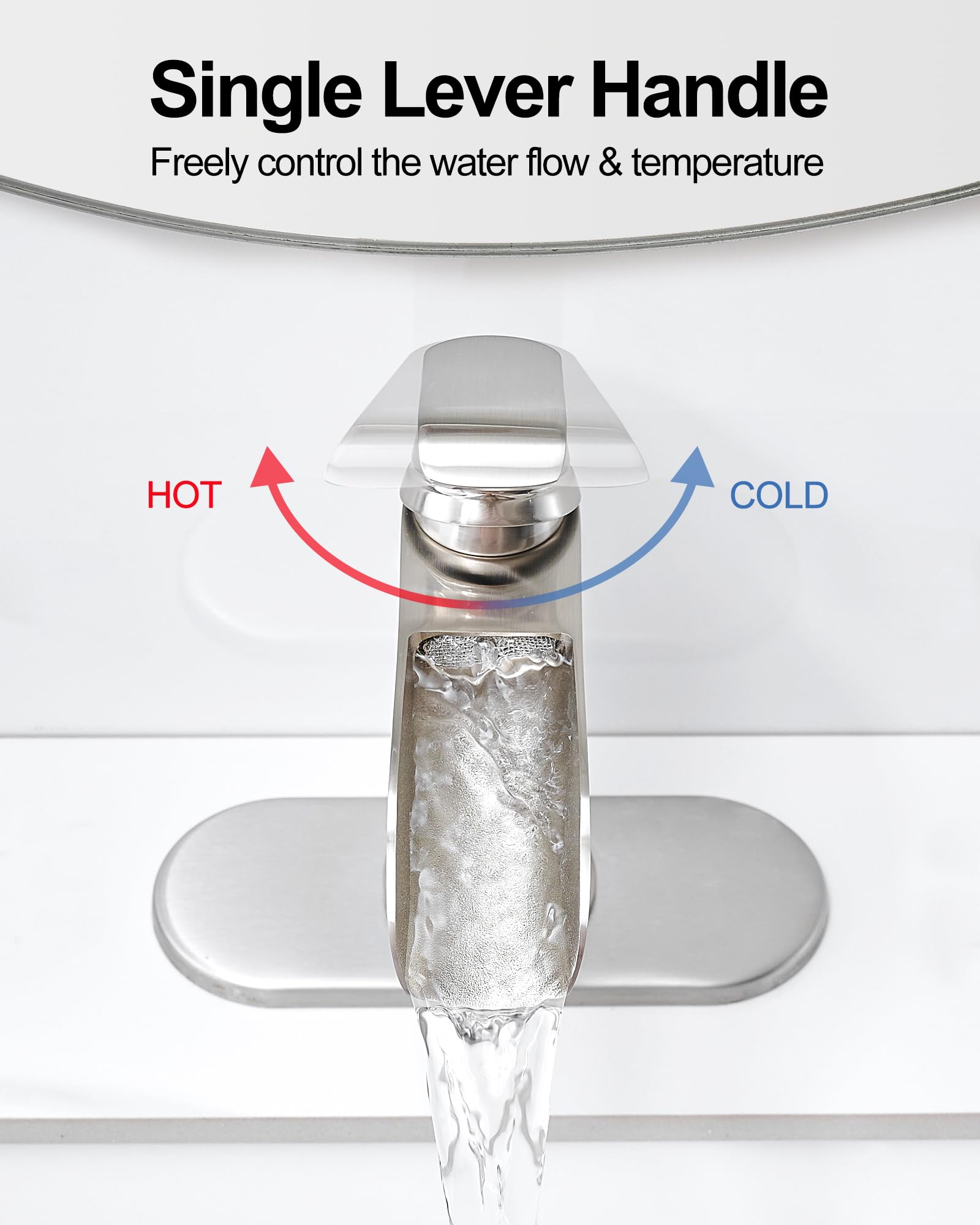 Waterfall Bathroom Faucet Brass Brushed Nickel Bathroom Faucets Single Handle Bathroom Sink Faucet 4 Inch Vanity Faucet 1 — view 5