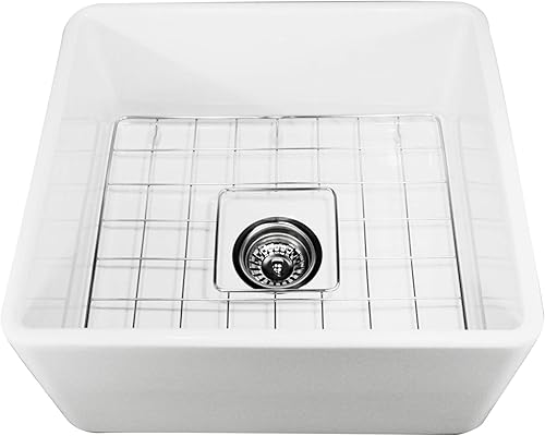 Nantucket Sinks T-FCFS-20 - Fregadero de cocina de granja de arcilla refractaria de 20 pulgadas, color blanco