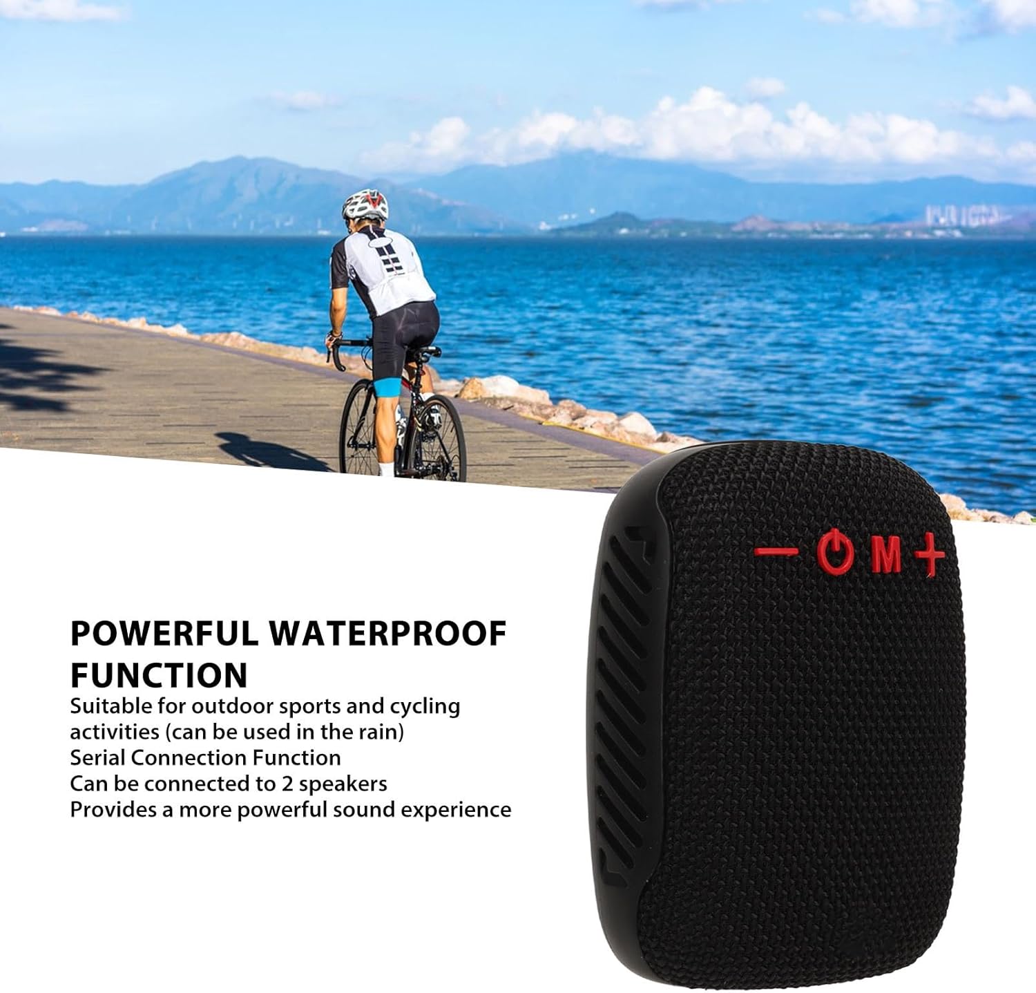 Bluetooth Speaker for Bike, Waterproof Portable Mini Outdoor Speaker, Supports Serial Connection, Speaker for Cycling Riding Hiking (Black) - Image 3