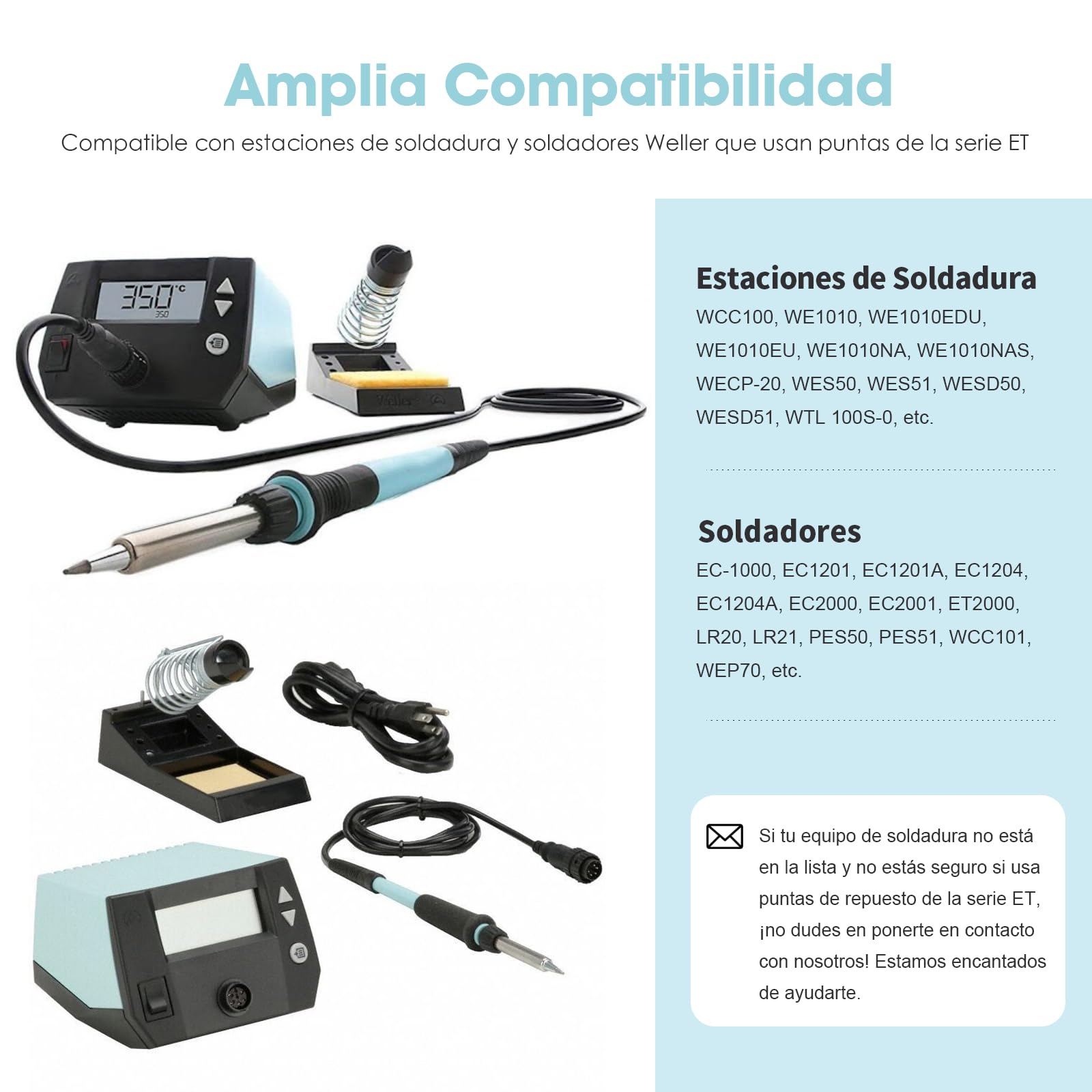 HANGLIFE ET Puntas de Soldador para Weller WE1010NA WE1010EDU WES51/50 WESD51 WCC101 PES51/50 WEP70 LR21 y Otras Estación de Soldadura/Soldadores – Puntas de Repuesto para Equipos de Soldadura Weller